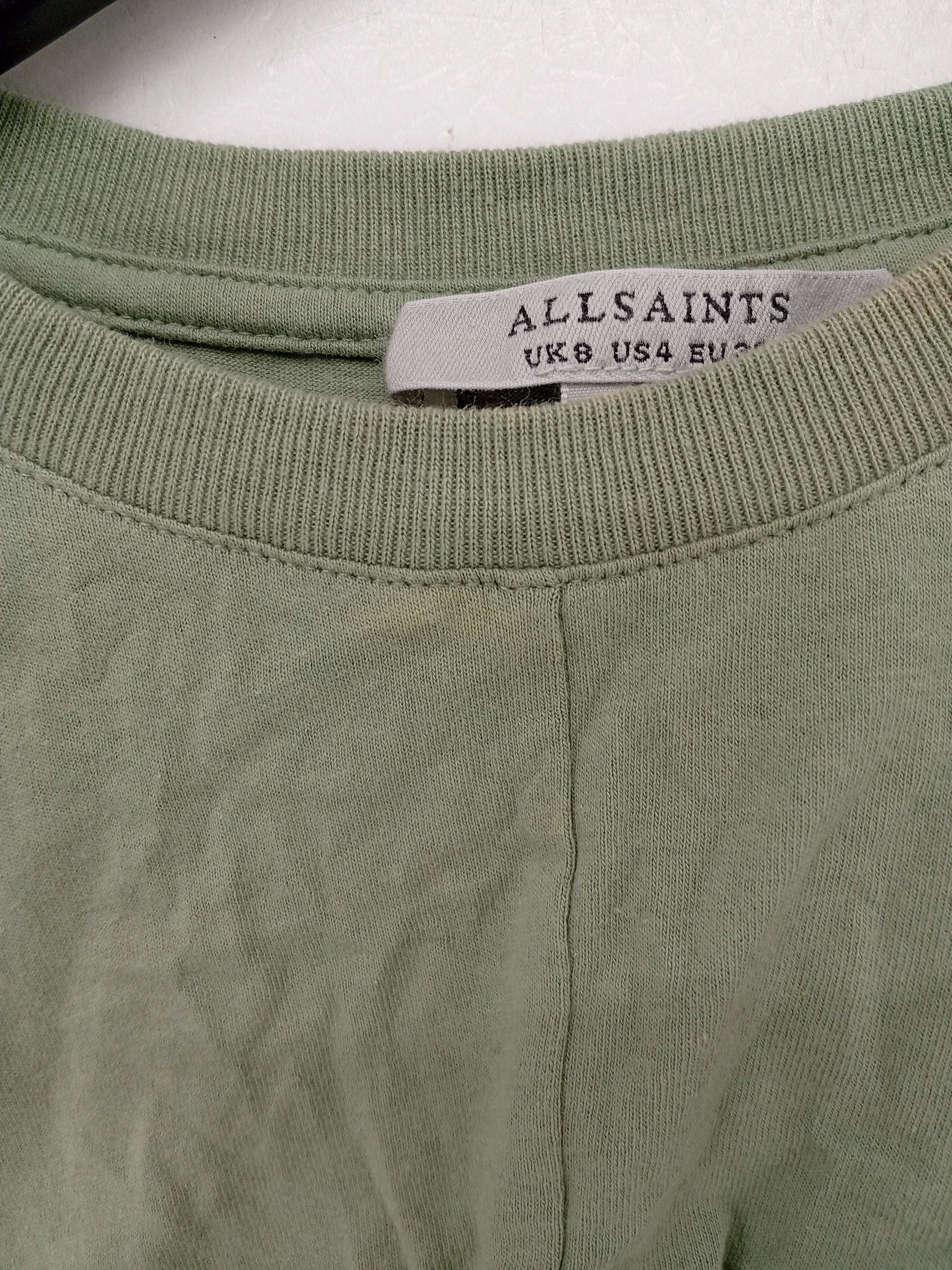 AllSaints Women's T-Shirt UK 8 Green 100% Cotton Short Sleeve Round Neck Basic - Image 6