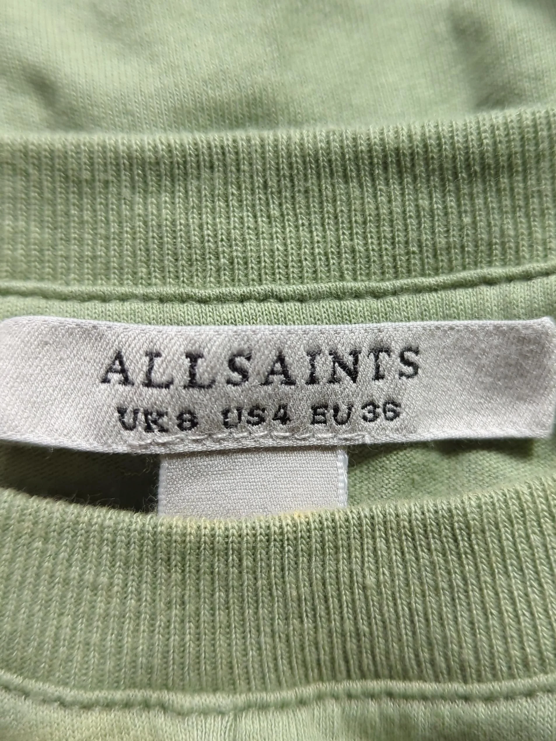 AllSaints Women's T-Shirt UK 8 Green 100% Cotton Short Sleeve Round Neck Basic - Image 8