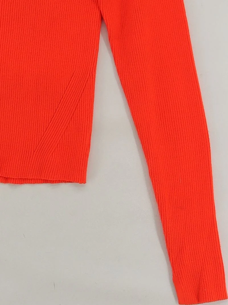 AllSaints Women's Top L Red 100% Other Long Sleeve Square Neck Jersey - Image 4