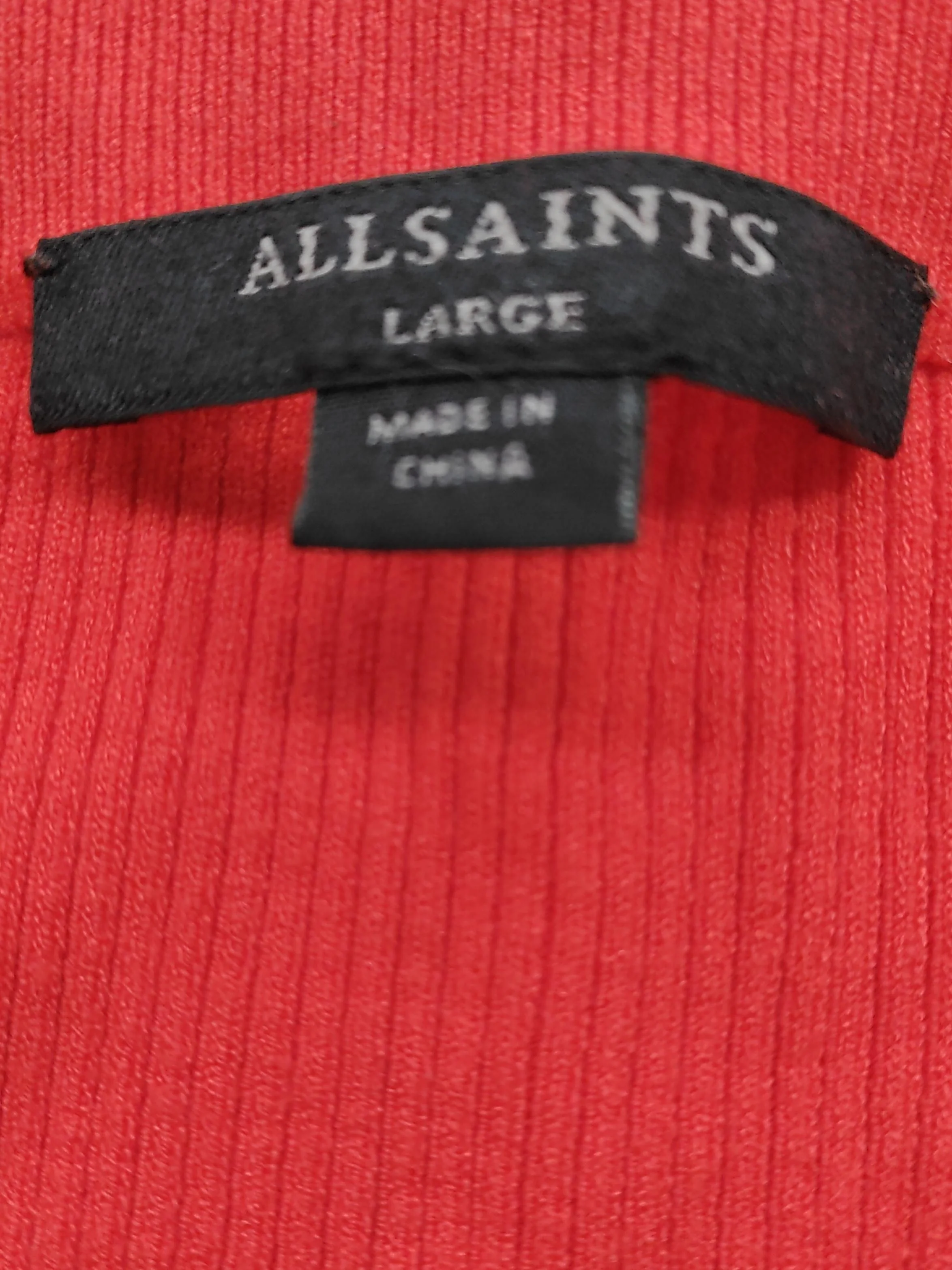 AllSaints Women's Top L Red 100% Other Long Sleeve Square Neck Jersey - Image 6