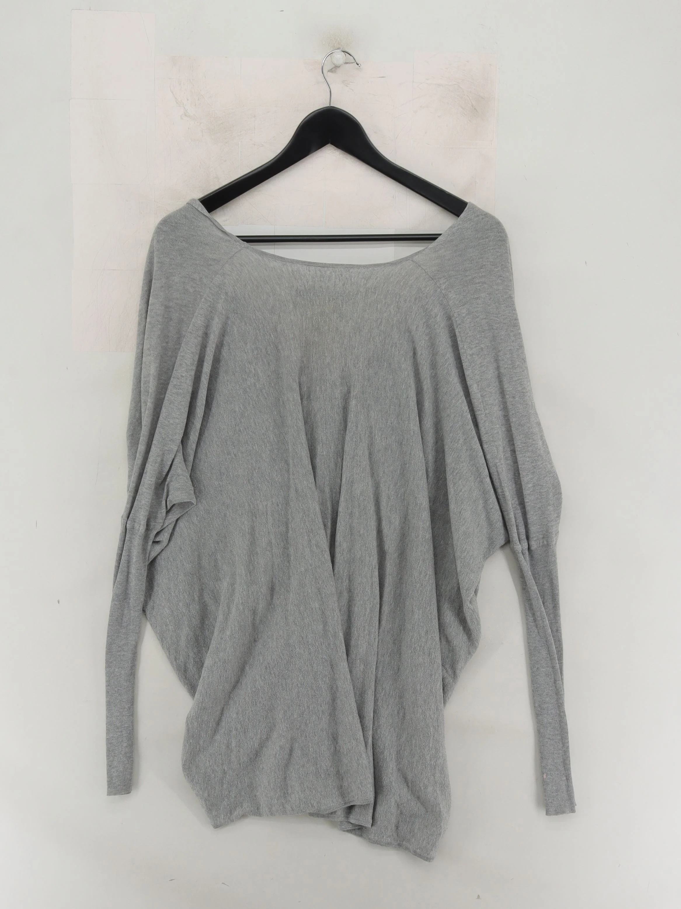 AllSaints Women's Top M Grey 100% Cotton Long Sleeve V-Neck Basic - Image 2