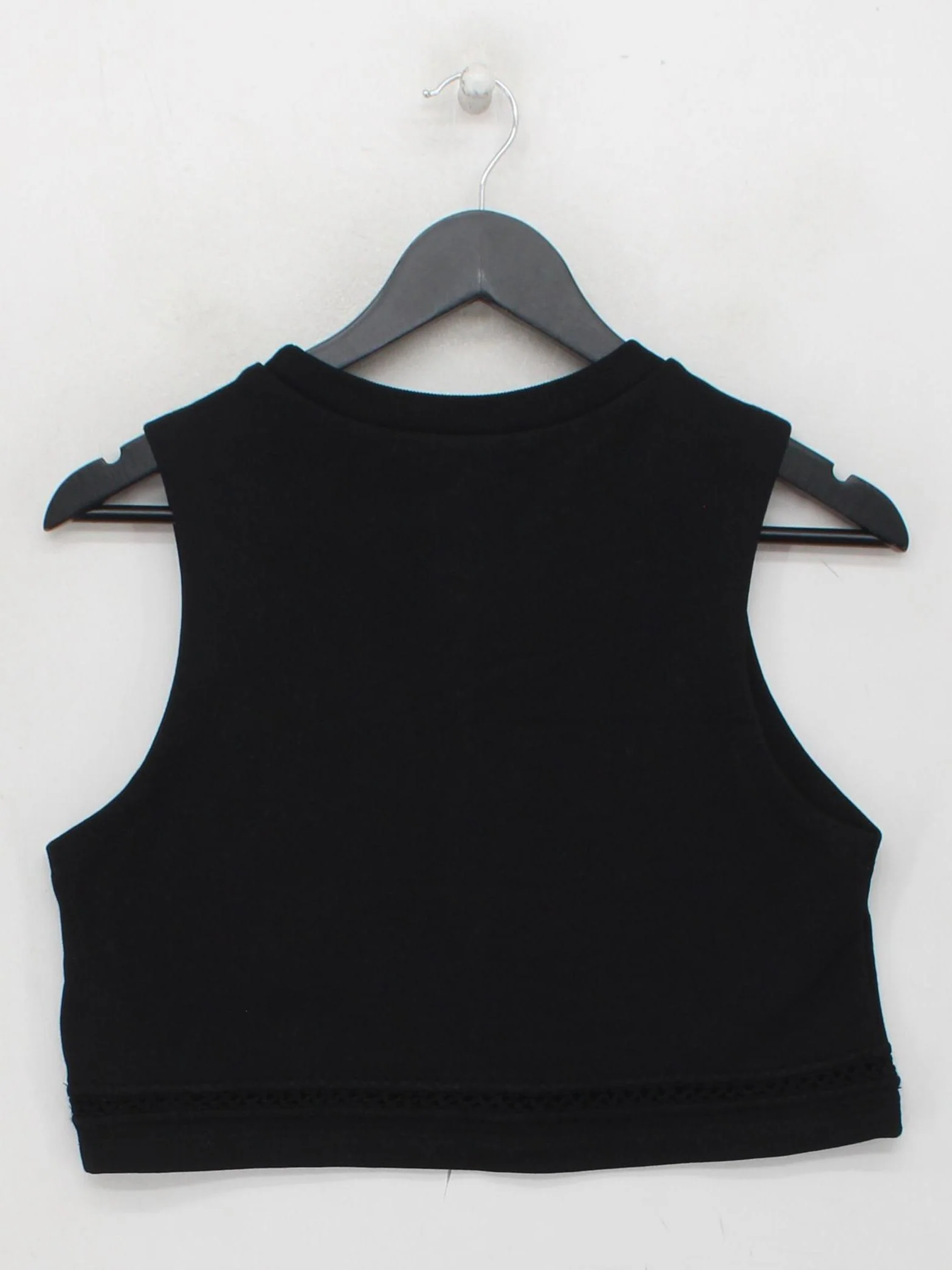AllSaints Women's Top S Black 100% Cotton Sleeveless Crew Neck Cropped - Image 2
