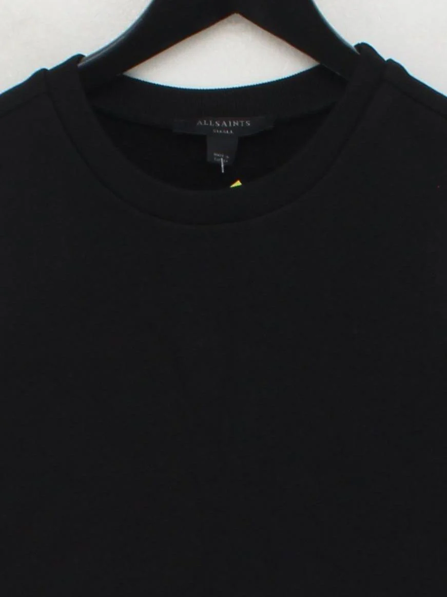 AllSaints Women's Top S Black 100% Cotton Sleeveless Crew Neck Cropped - Image 3