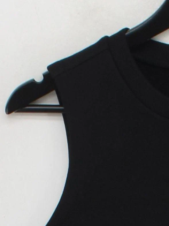 AllSaints Women's Top S Black 100% Cotton Sleeveless Crew Neck Cropped - Image 4