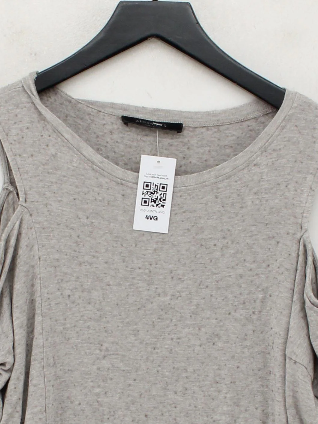 AllSaints Women's Top S Grey Viscose with Polyamide, Elastane Basic - Image 3