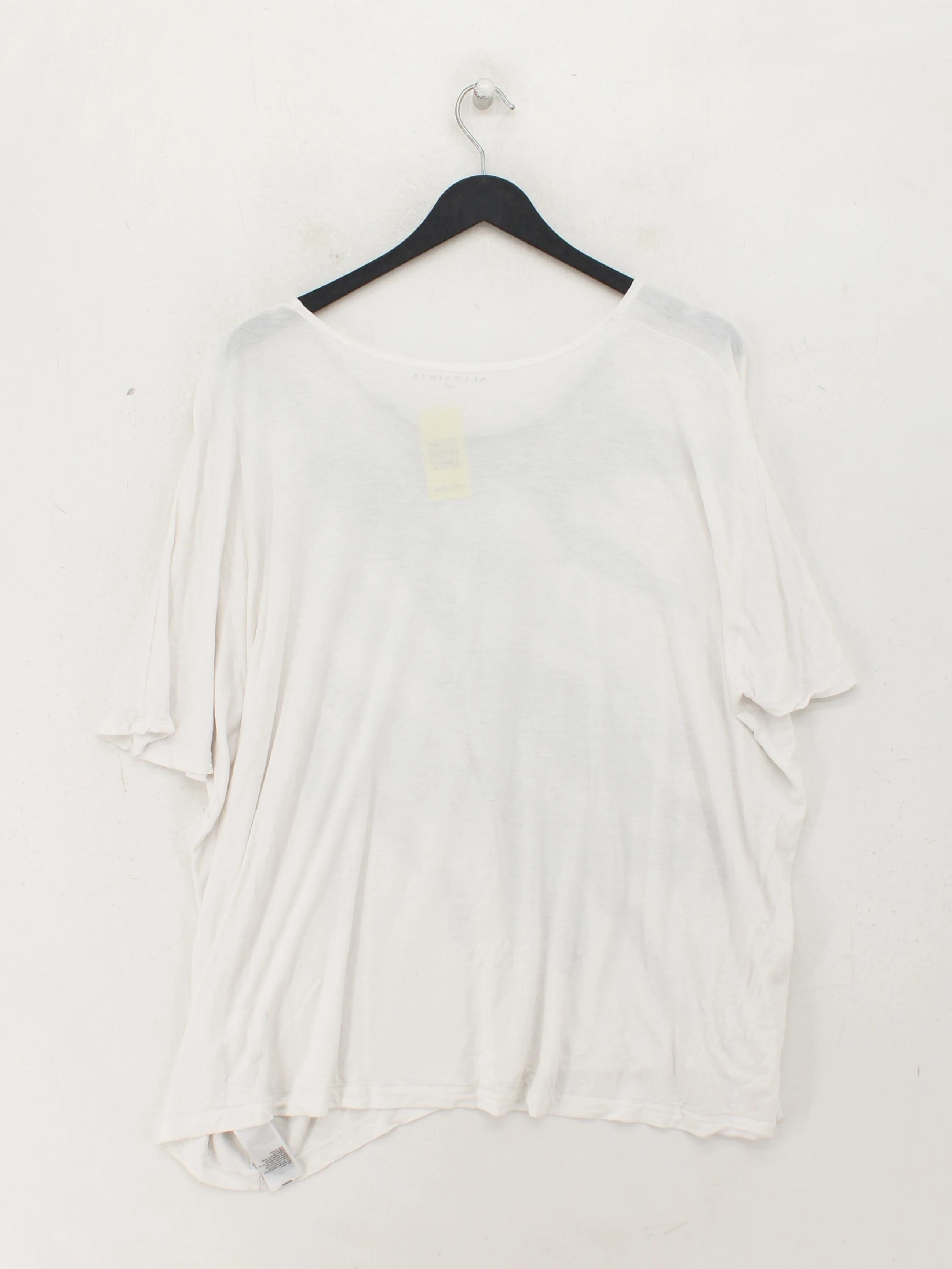 AllSaints Women's Top S White Graphic 100% Viscose Short Sleeve V-Neck Basic - Image 2