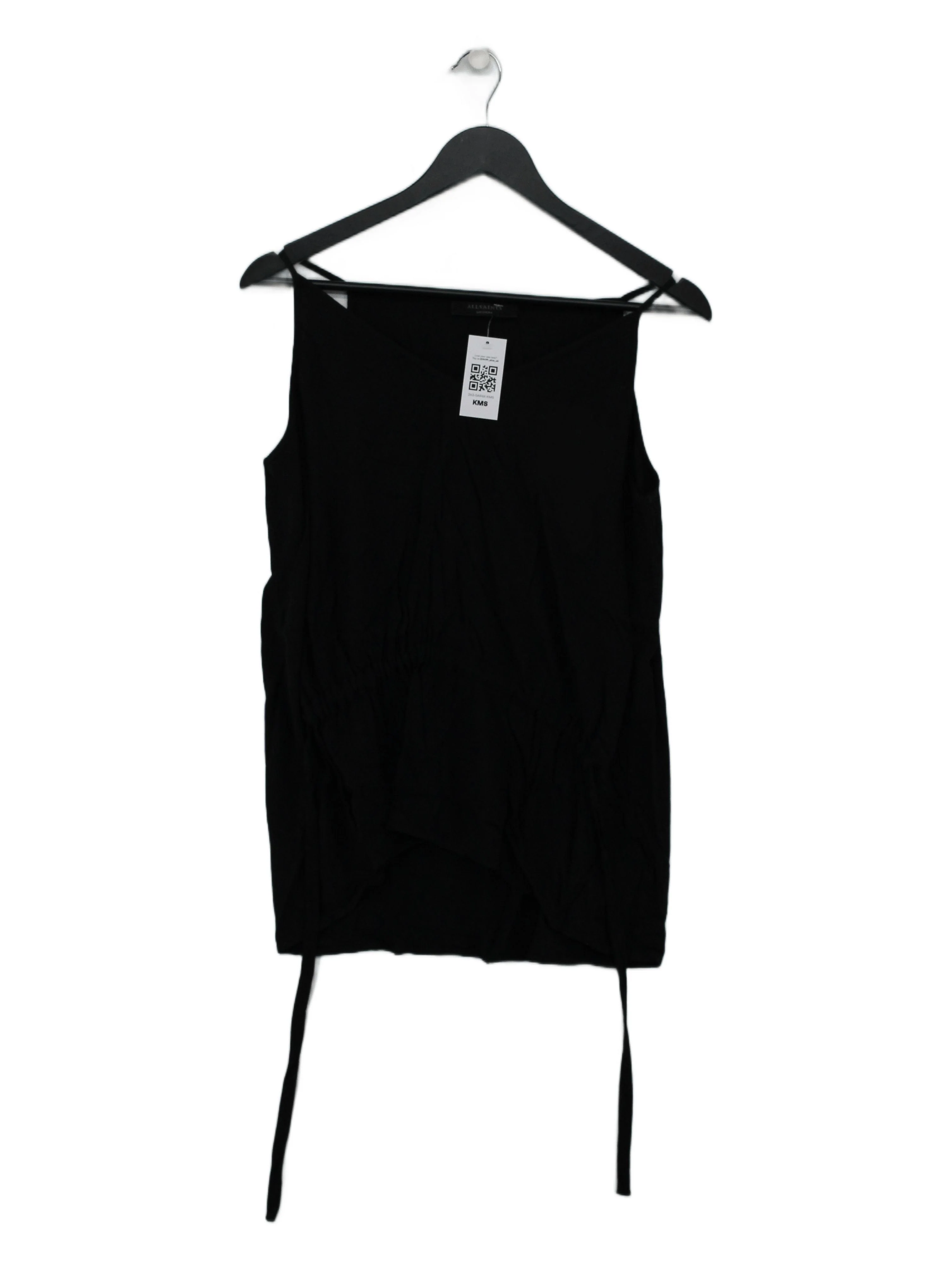 AllSaints Women's Top UK 10 Black 100% Viscose Sleeveless Round Neck Basic