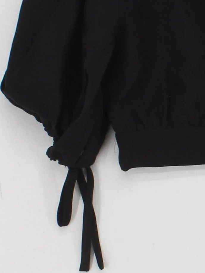 AllSaints Women's Top UK 10 Black Lyocell Modal with Linen Cropped - Image 4