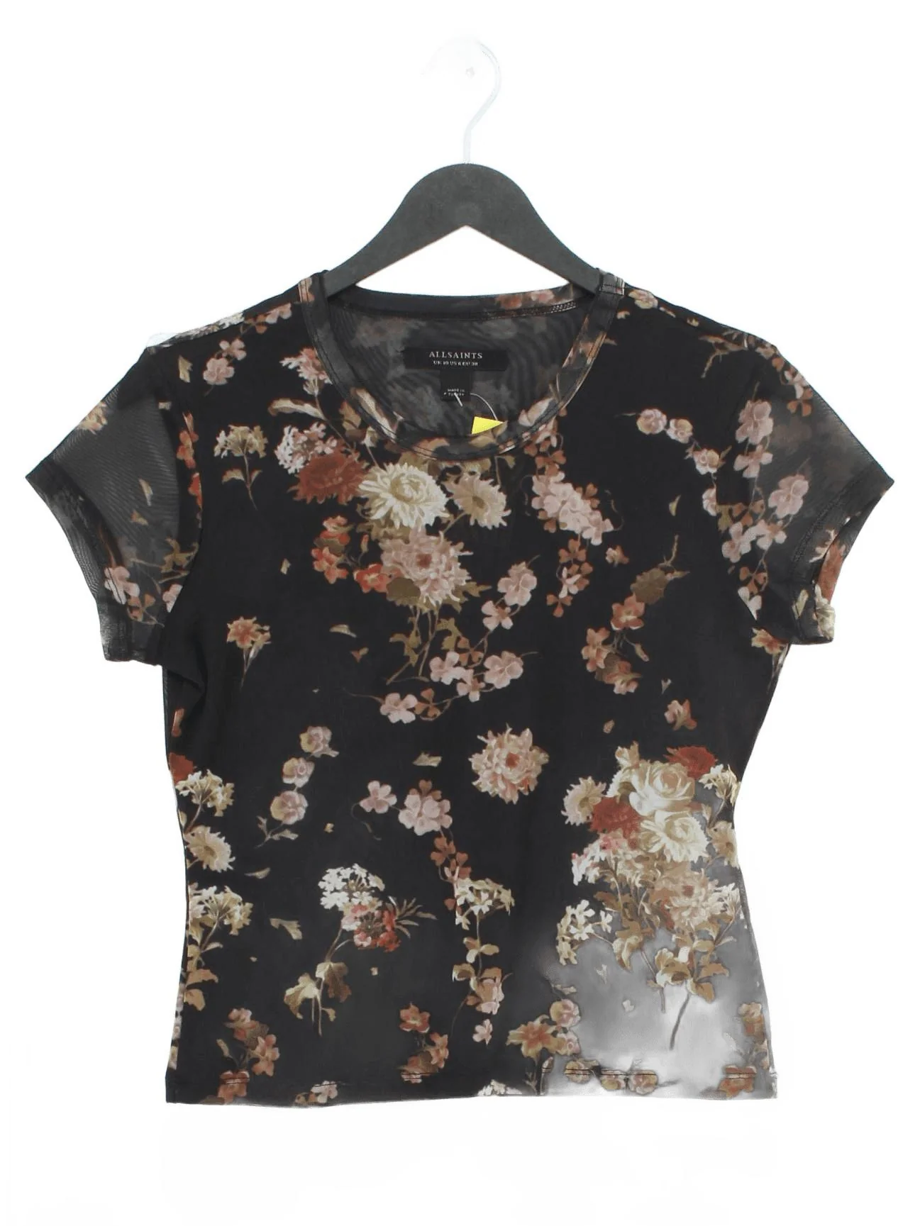 AllSaints Women's Top UK 10 Black Polyester with Elastane Basic