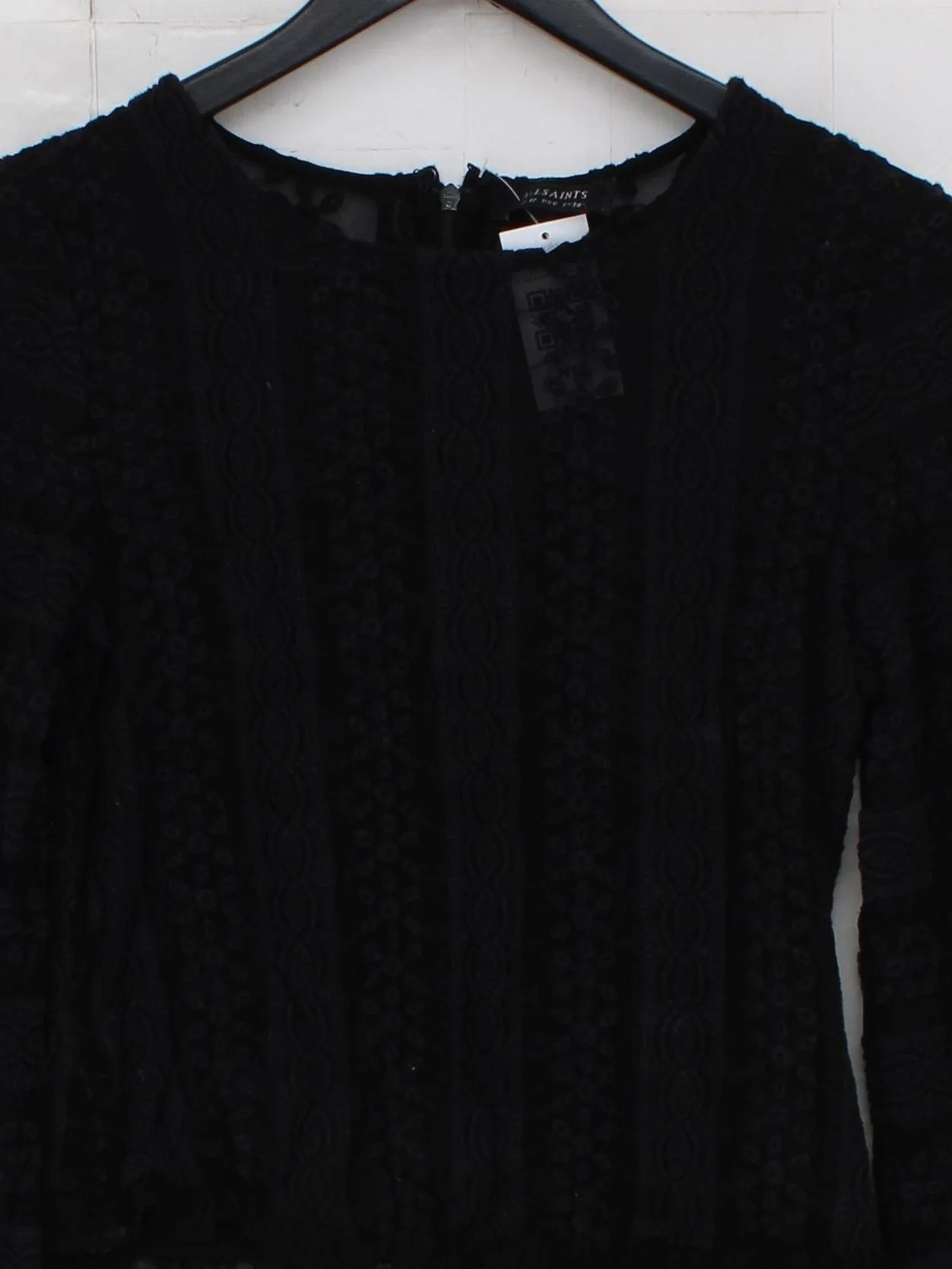 AllSaints Women's Top UK 10 Black Viscose with Cotton Basic - Image 3