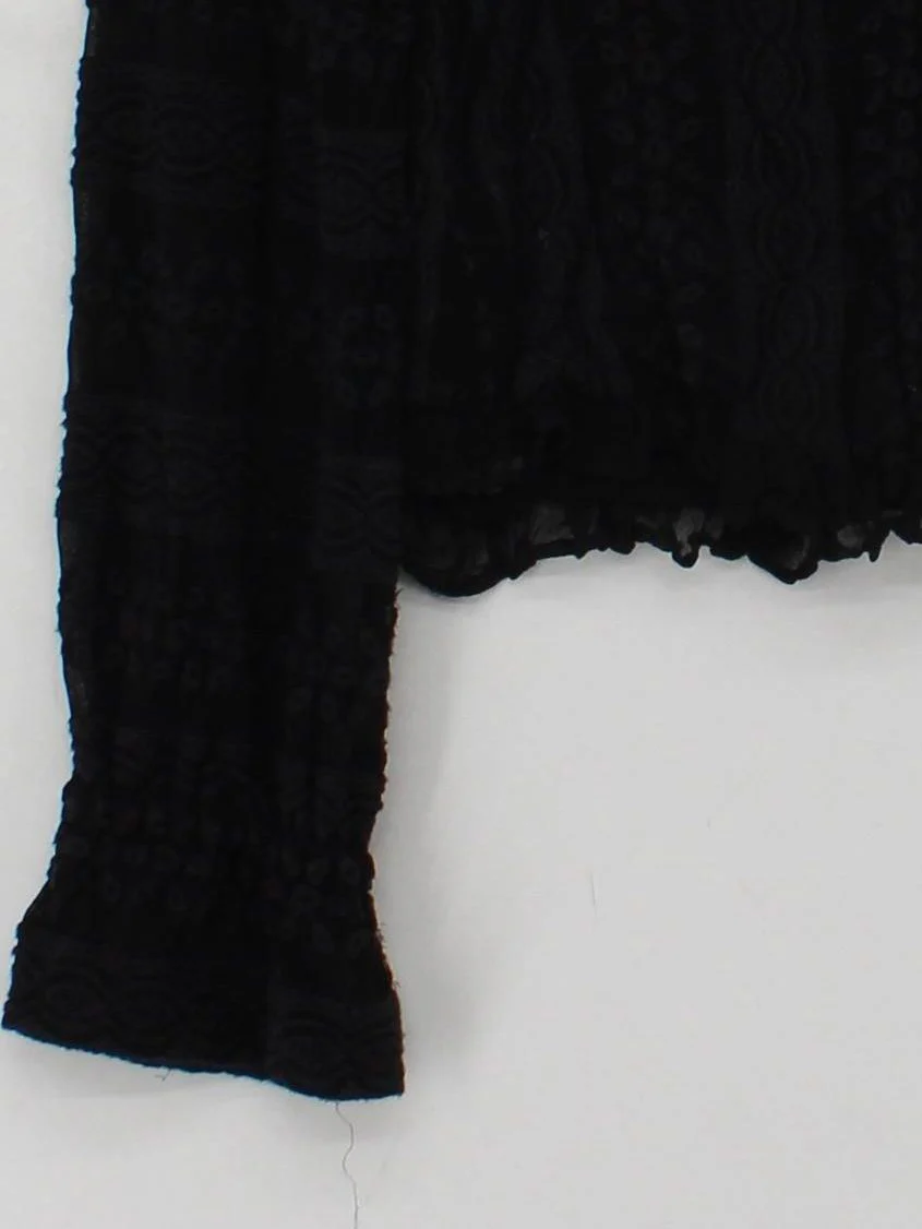 AllSaints Women's Top UK 10 Black Viscose with Cotton Basic - Image 4