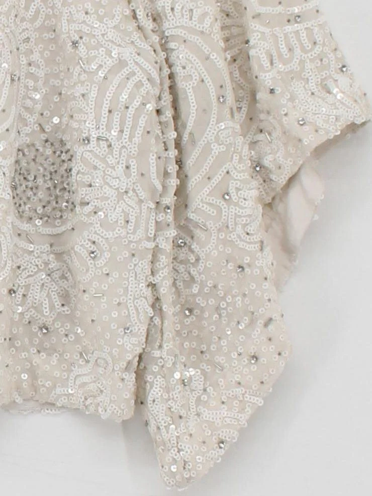 AllSaints Women's Top UK 10 Cream Polyester with Viscose Cropped - Image 4