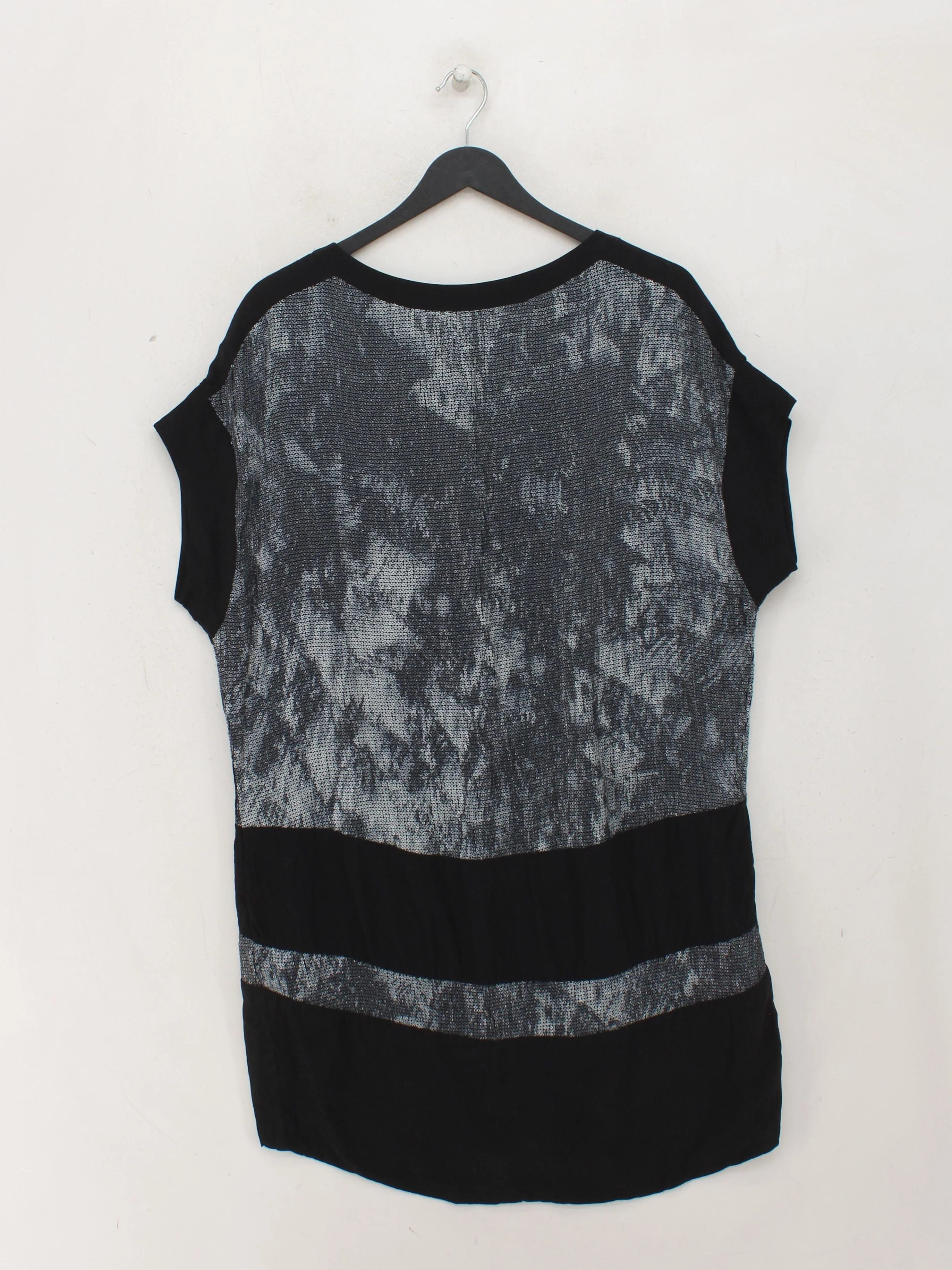 AllSaints Women's Top UK 14 Black 100% Viscose Short Sleeve Round Neck Tunic - Image 2