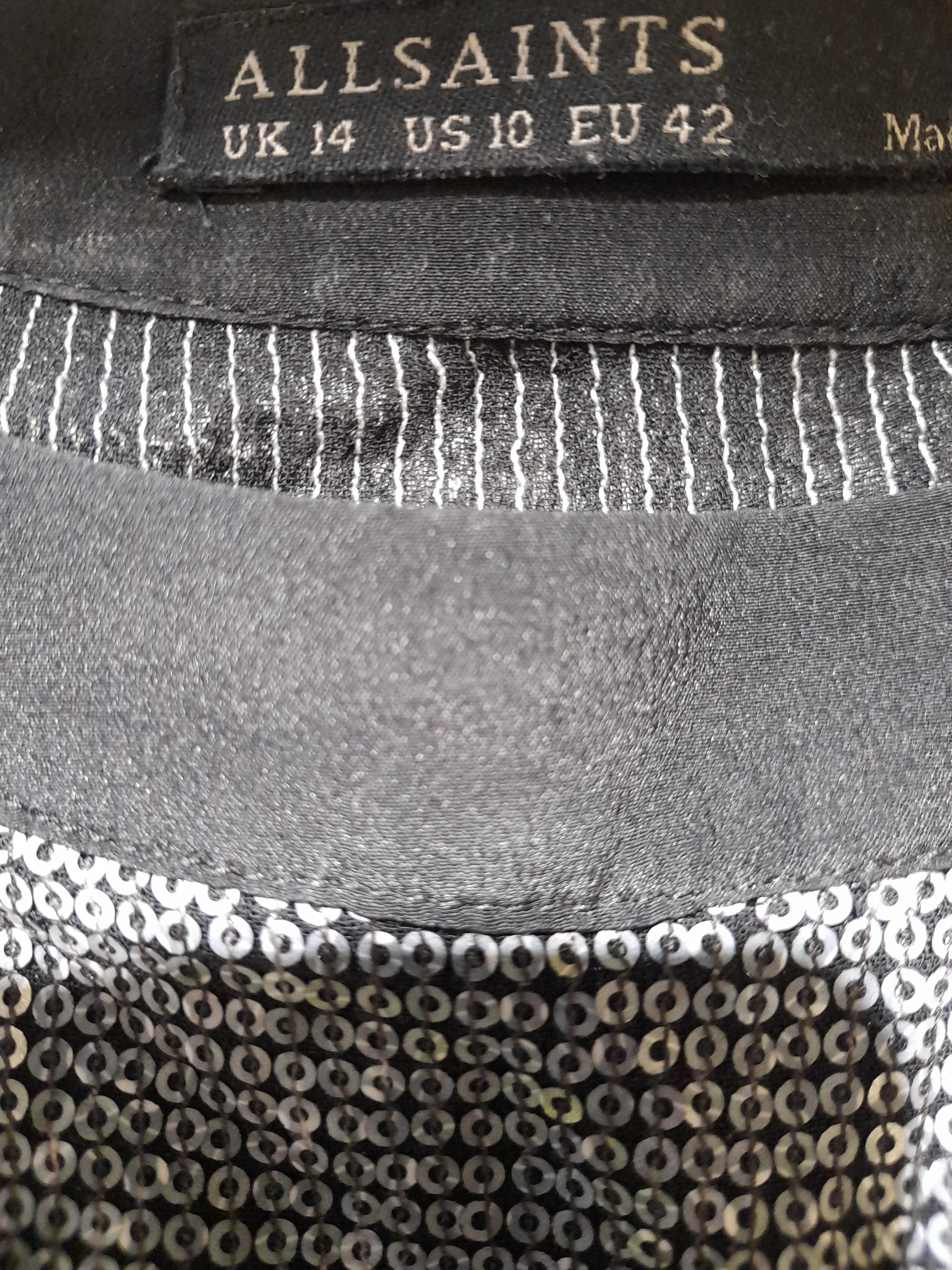 AllSaints Women's Top UK 14 Black 100% Viscose Short Sleeve Round Neck Tunic - Image 5