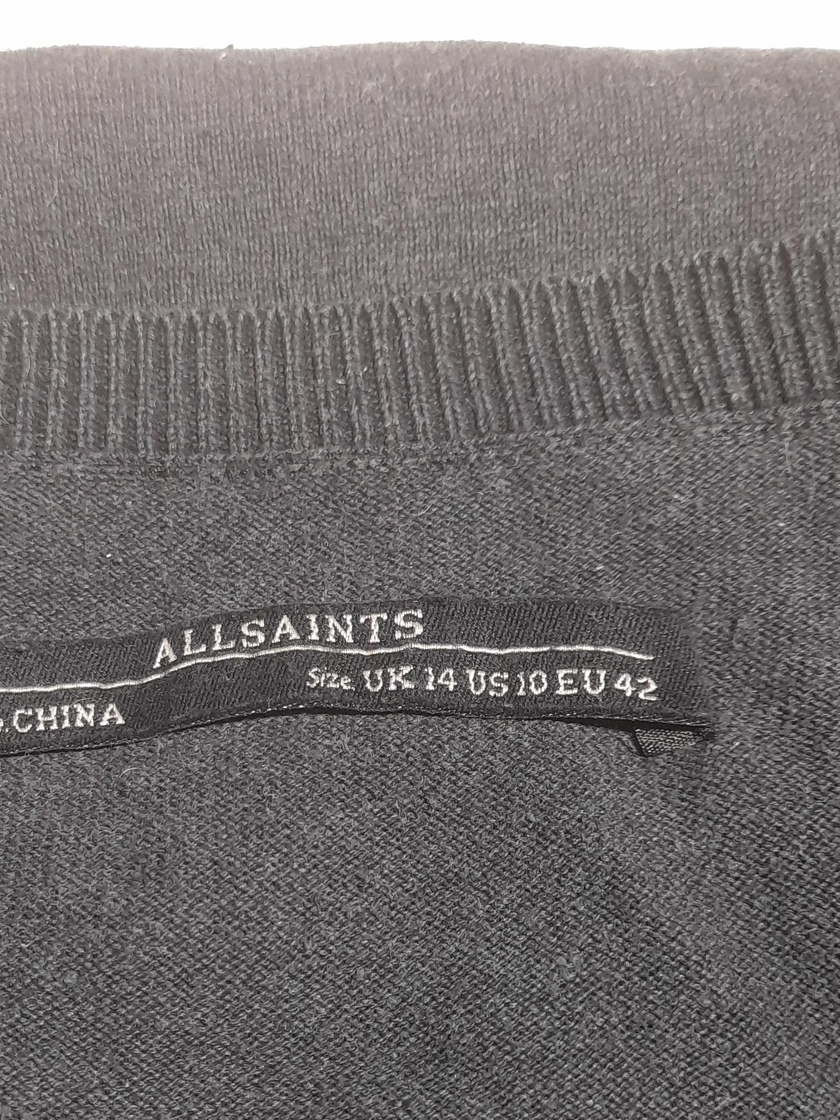 AllSaints Women's Top UK 14 Grey 100% Other Sleeveless Round Neck Basic - Image 5