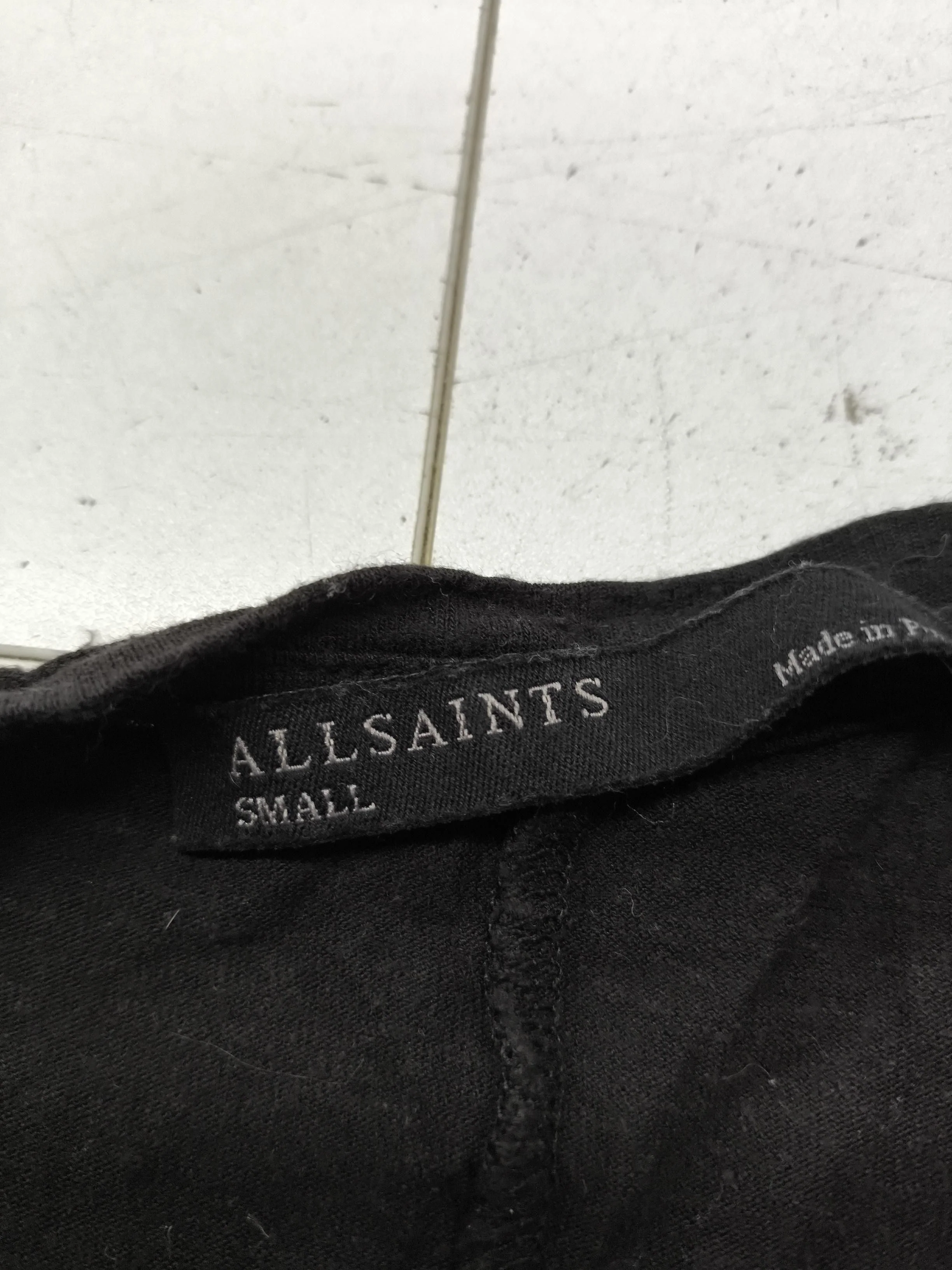 AllSaints Women's Top UK 8 Black 100% Linen 3/4 Sleeve V-Neck Basic - Image 5
