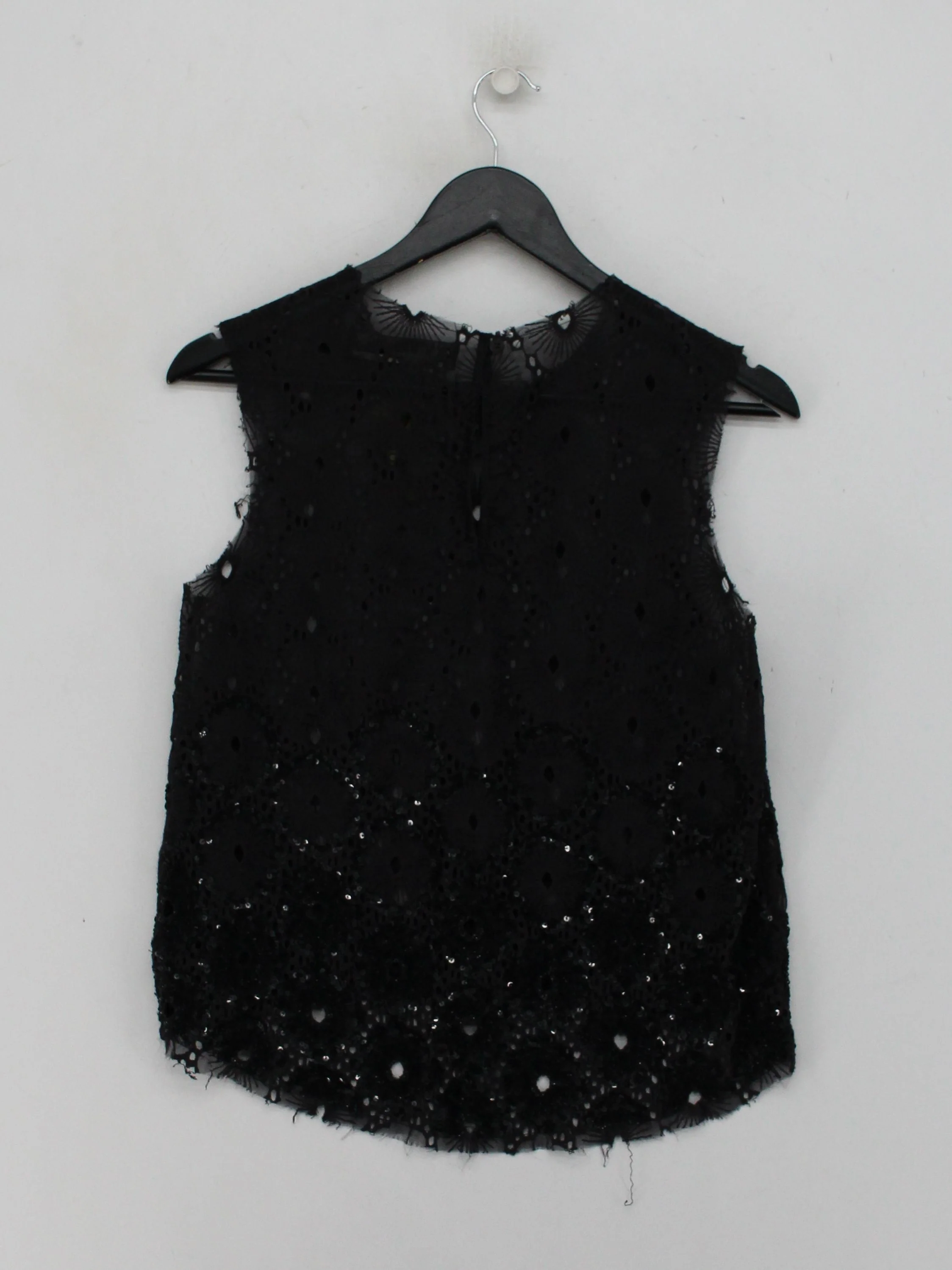 AllSaints Women's Top UK 8 Black 100% Nylon Sleeveless Round Neck Basic - Image 2