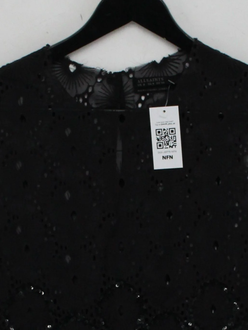AllSaints Women's Top UK 8 Black 100% Nylon Sleeveless Round Neck Basic - Image 3