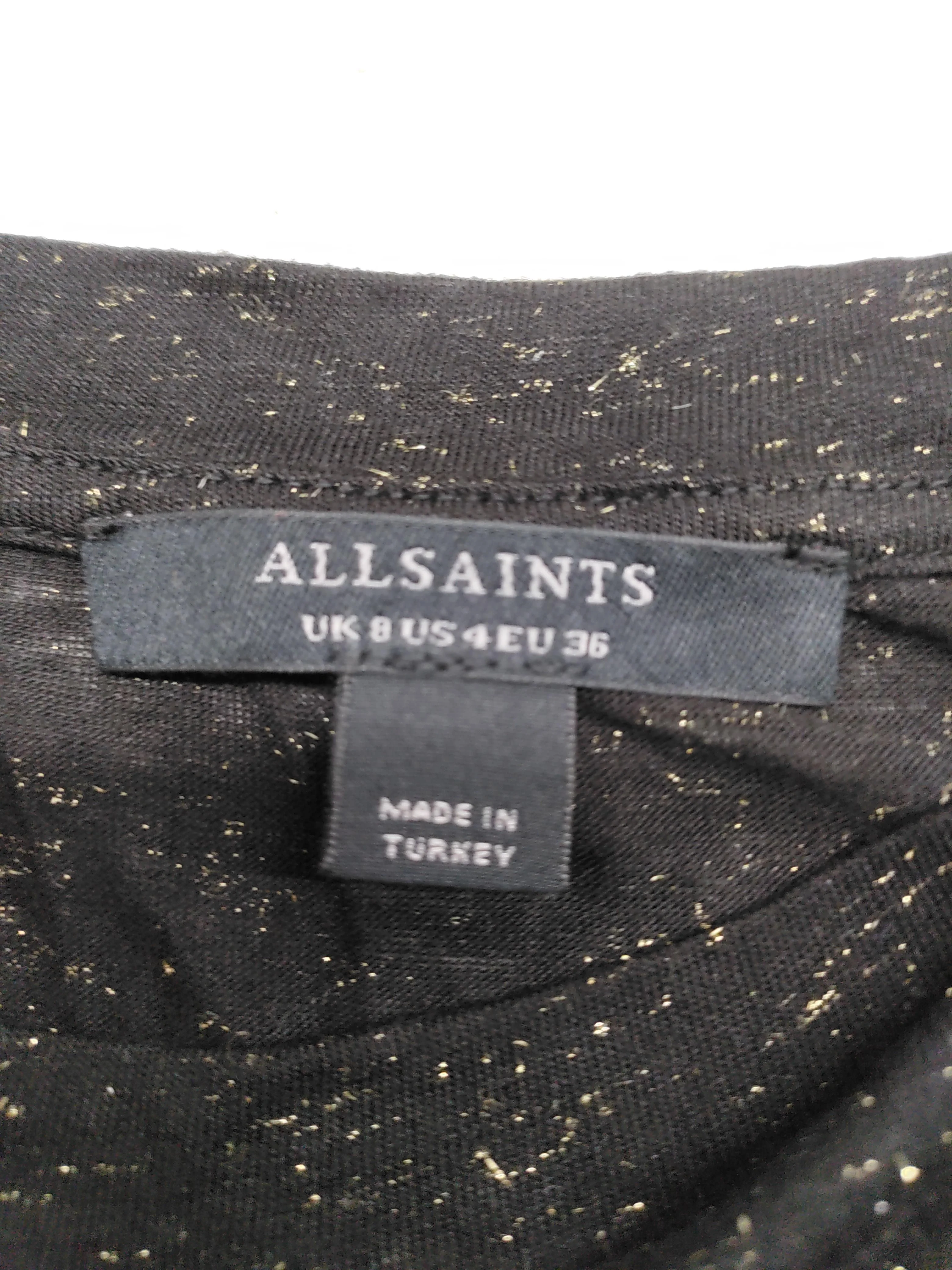 AllSaints Women's Top UK 8 Black Viscose with Other Sleeveless Round Neck Basic - Image 5