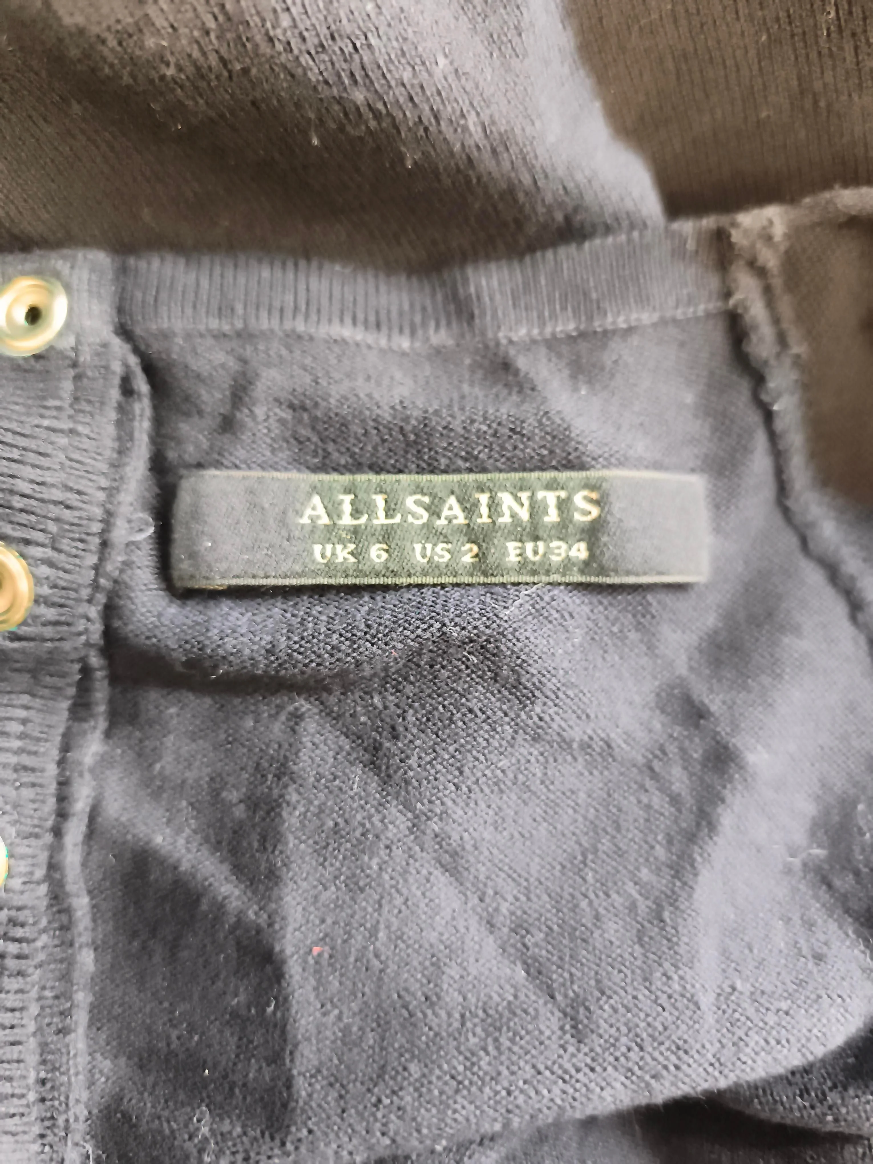 AllSaints Women's Top XS Black 100% Cotton Short Sleeve Round Neck Tunic - Image 6