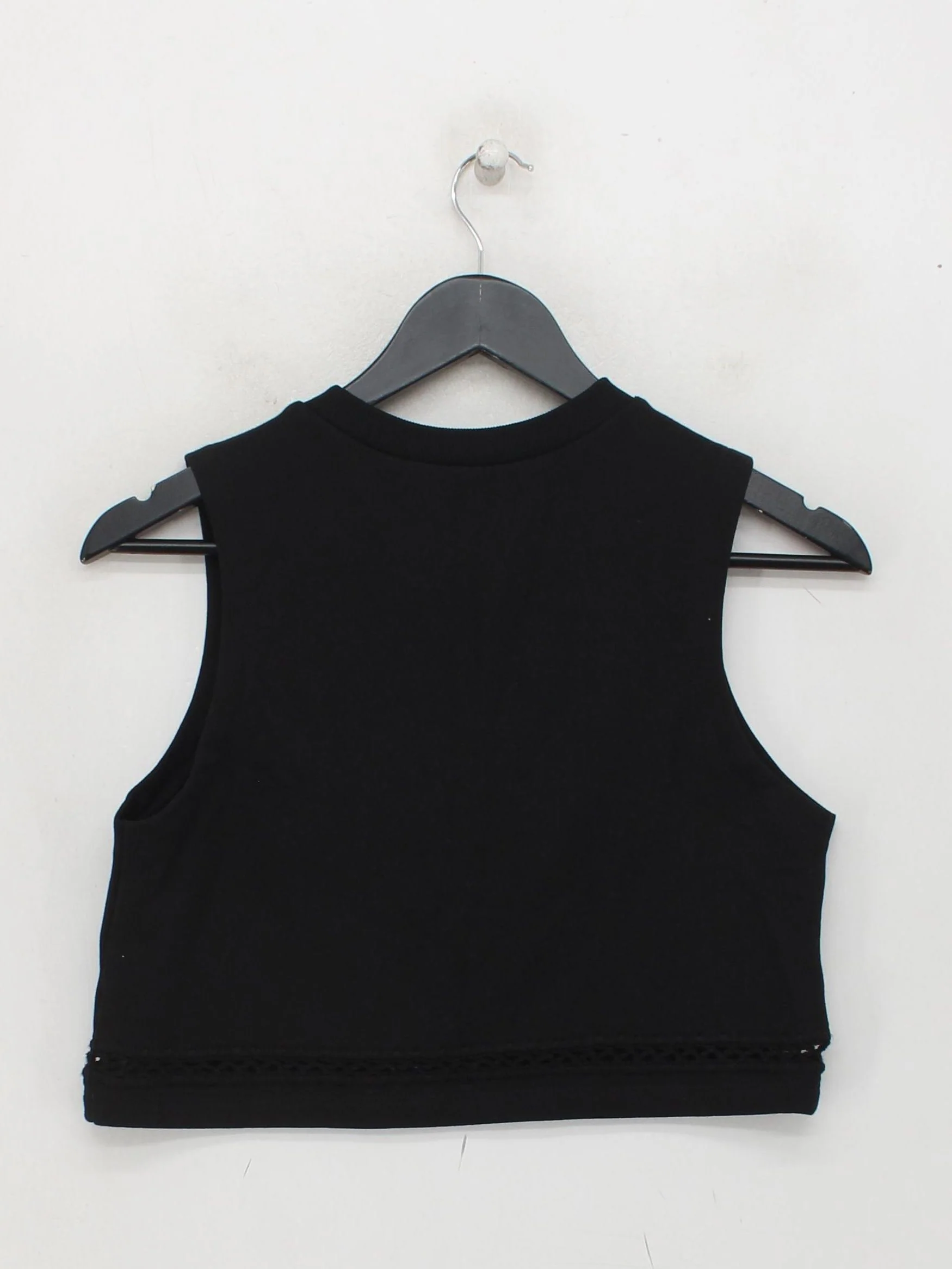 AllSaints Women's Top XS Black 100% Cotton Sleeveless Crew Neck Cropped - Image 2