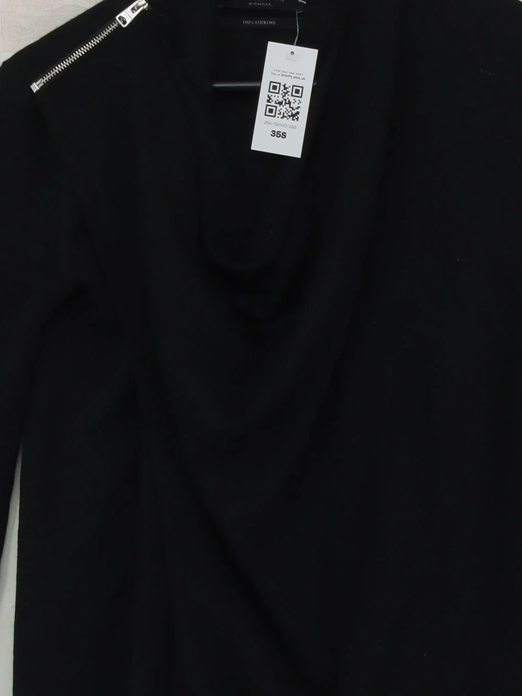 AllSaints Women's Top XS Black 100% Wool Long Sleeve Crew Neck Basic - Image 3