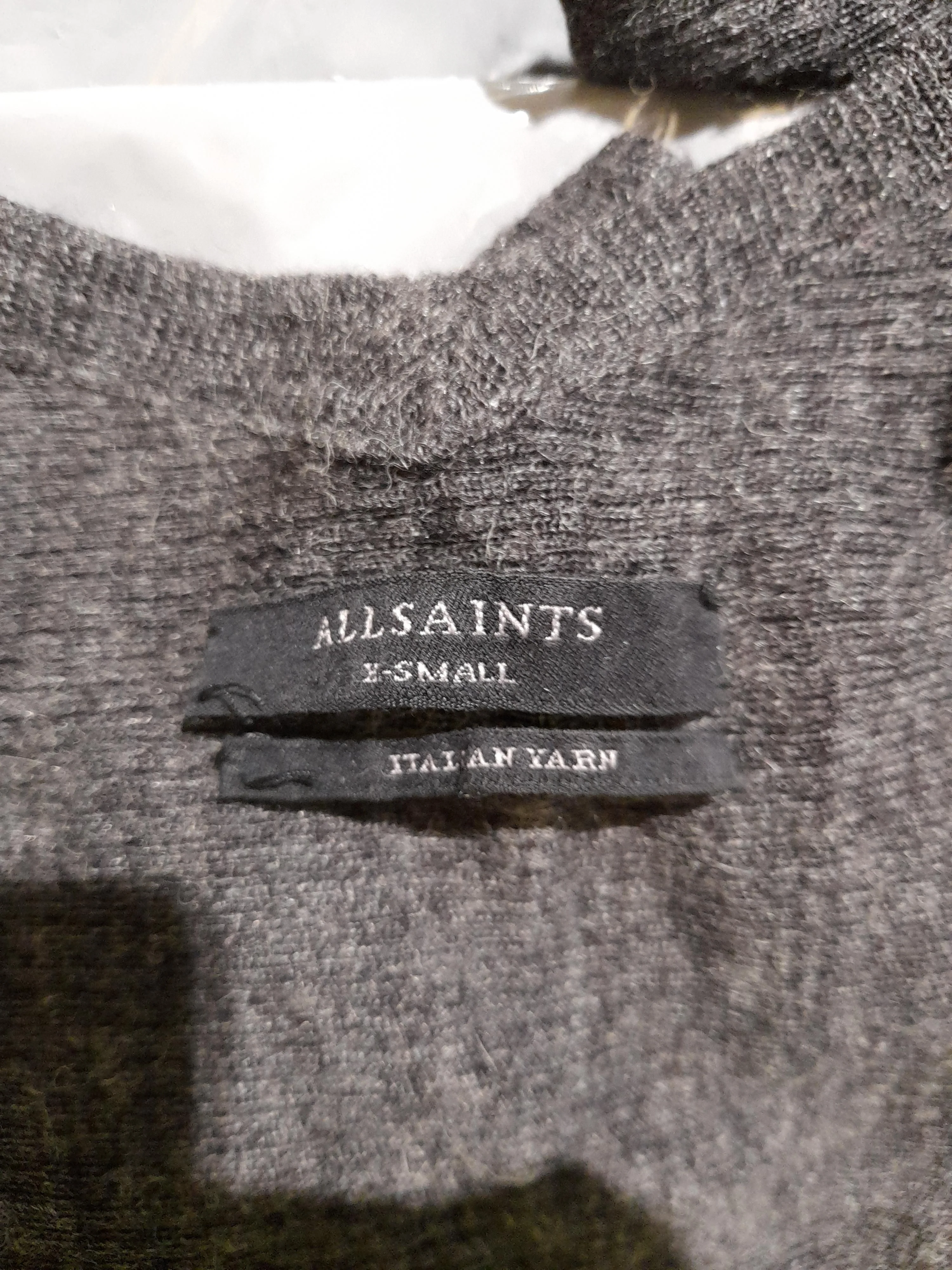 AllSaints Women's Top XS Grey Viscose with Polyester Long Sleeve V-Neck Basic - Image 5