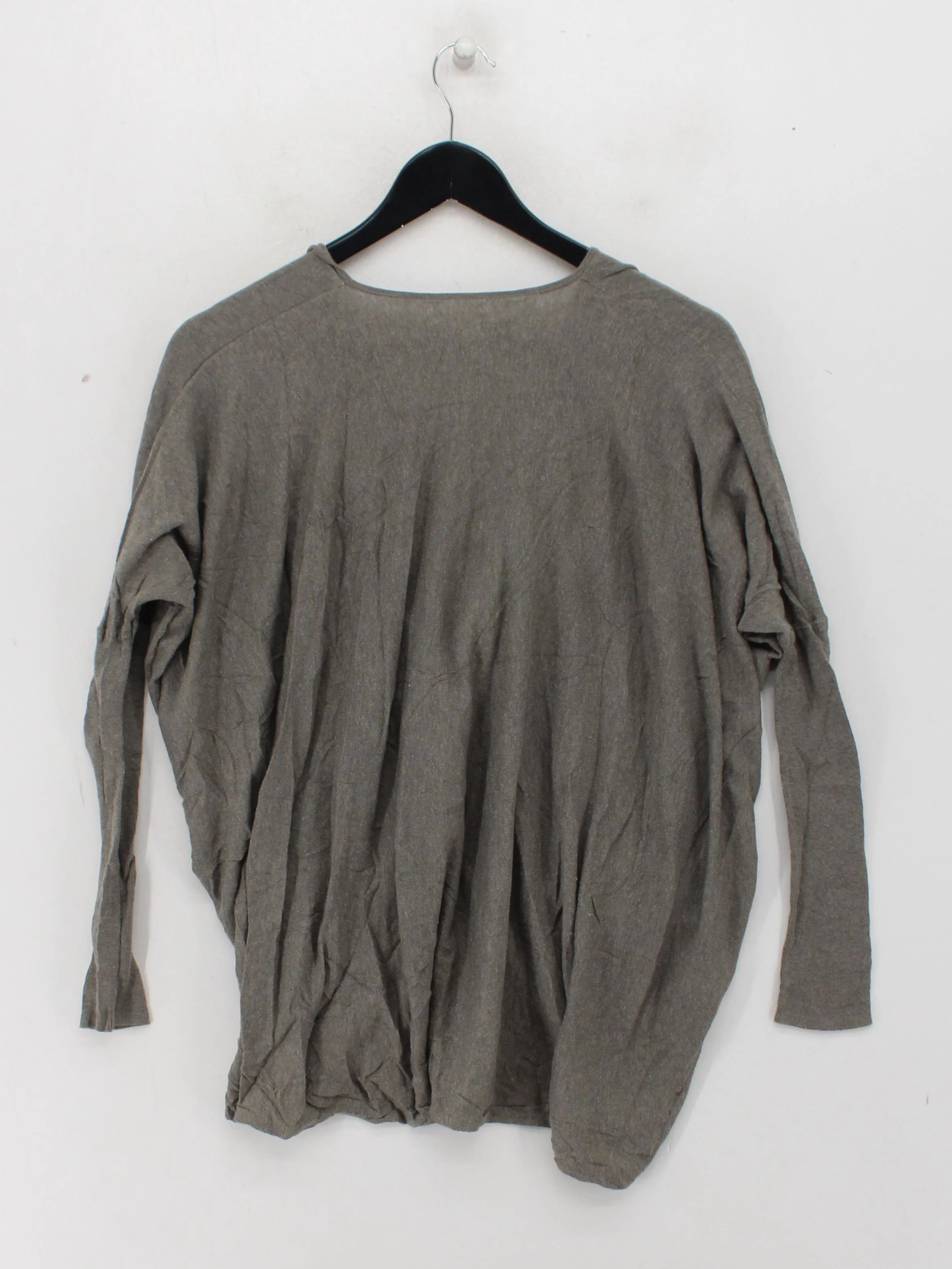 AllSaints Women's Top XXS Grey 100% Cotton Long Sleeve Round Neck Basic - Image 2