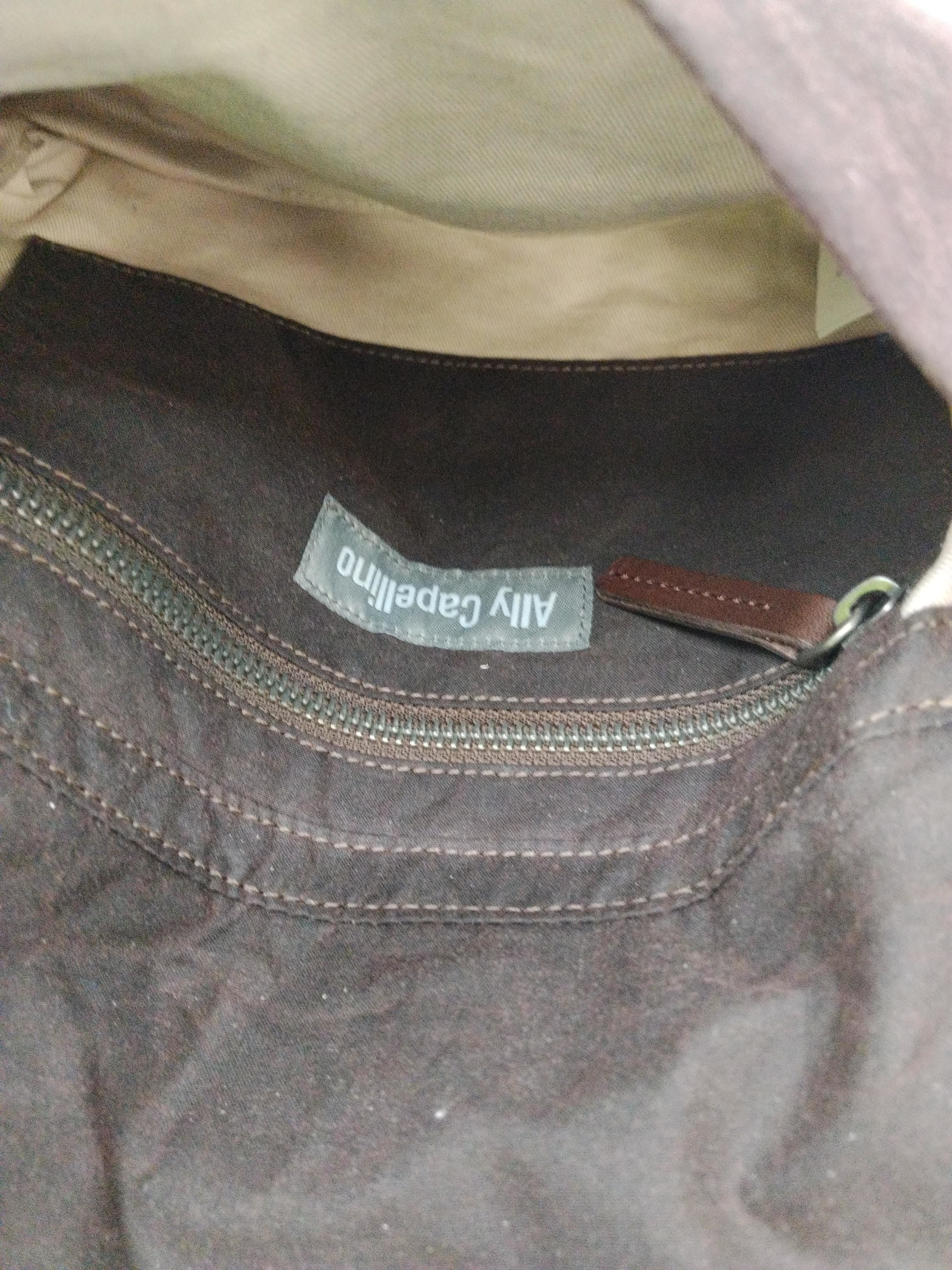 Ally Capellino Men's Bag Brown Cotton with Leather Satchel - Image 4