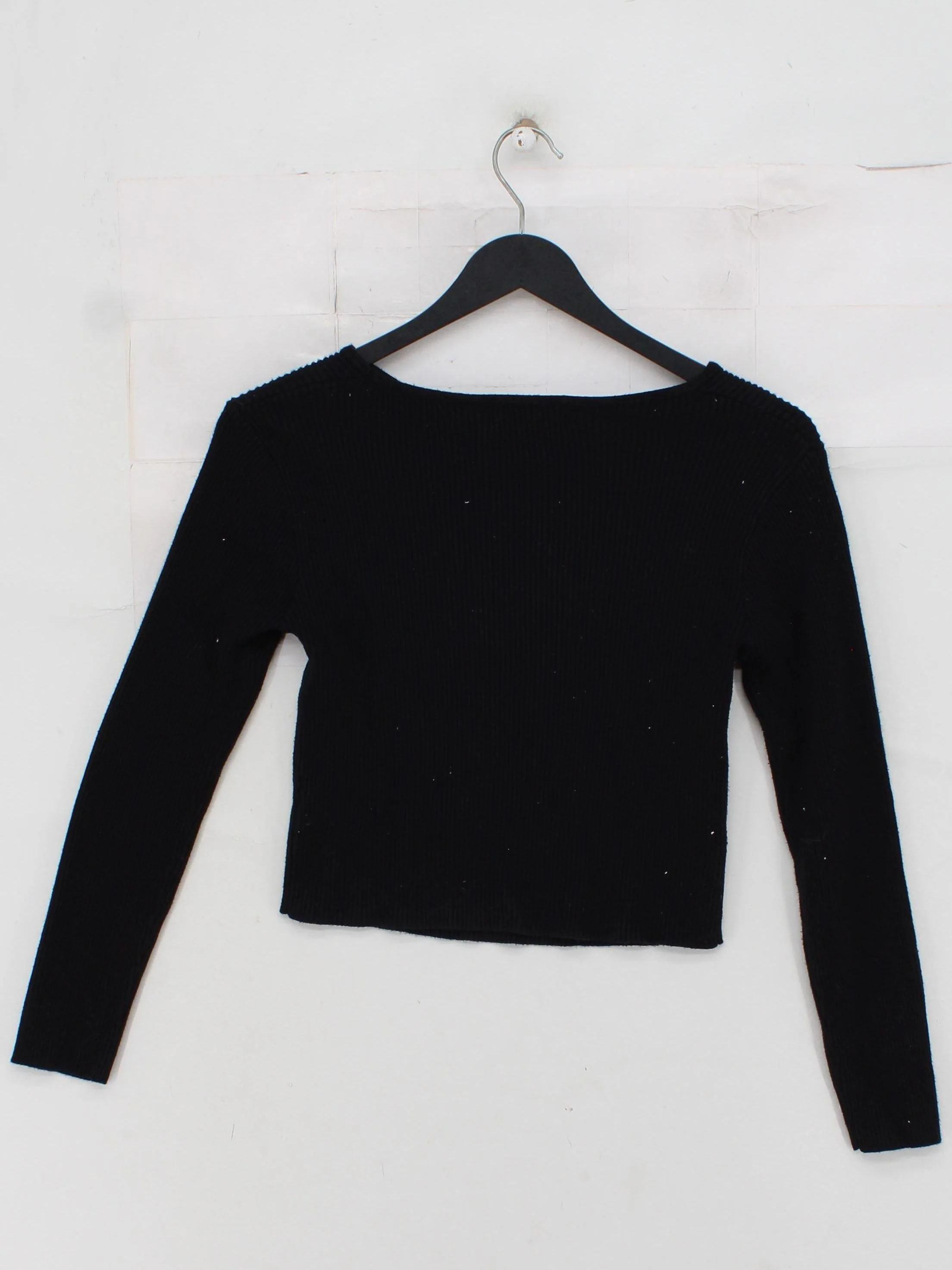 Ally Women's Top M Black 100% Other Long Sleeve Crew Neck Cropped - Image 2