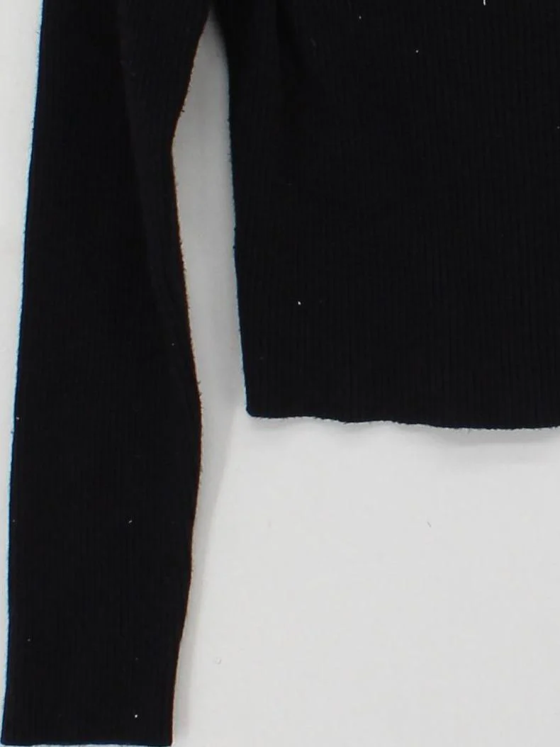 Ally Women's Top M Black 100% Other Long Sleeve Crew Neck Cropped - Image 4