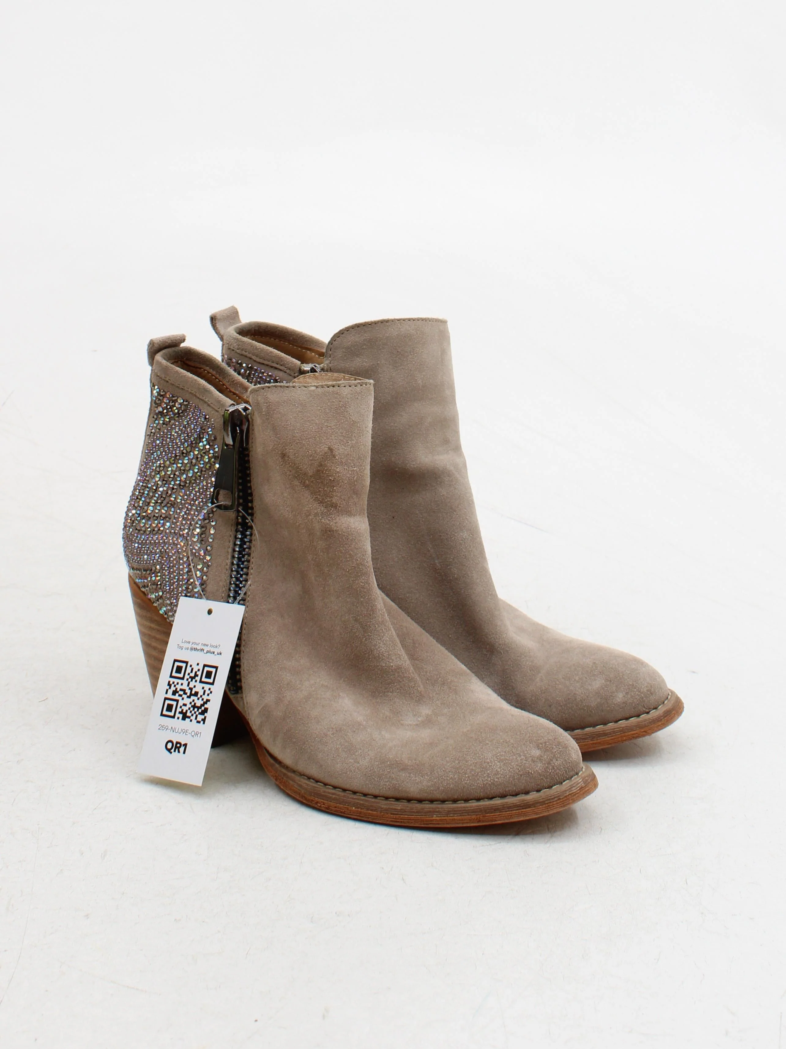 Alma En Pena Women's Boots UK 3 Tan Graphic 100% Suede Cowboy - Image 4