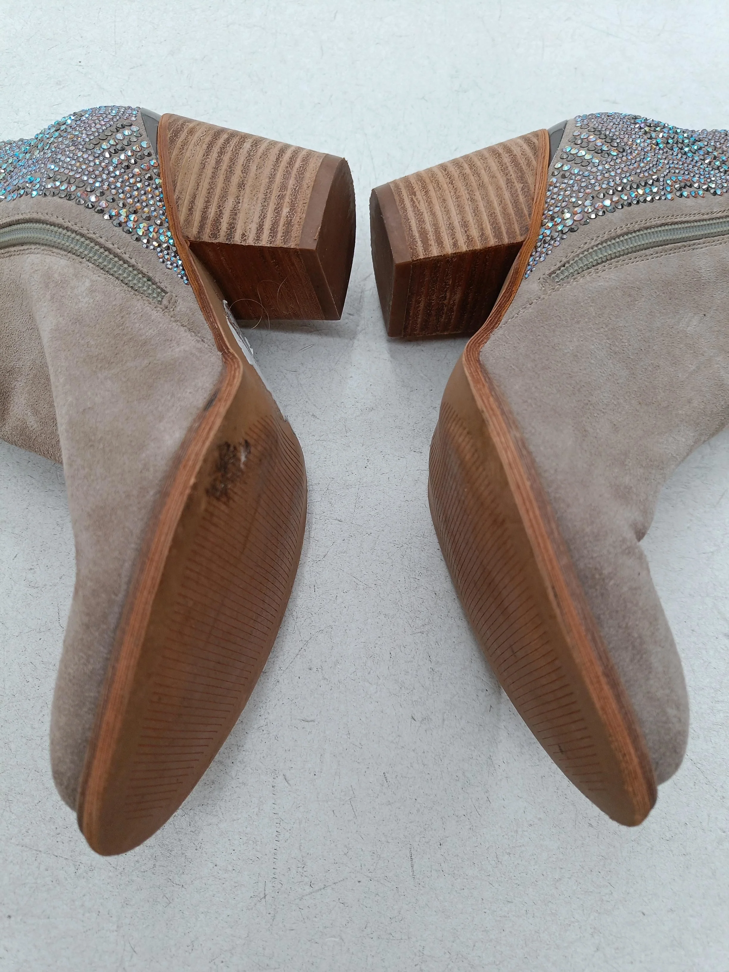 Alma En Pena Women's Boots UK 3 Tan Graphic 100% Suede Cowboy - Image 7