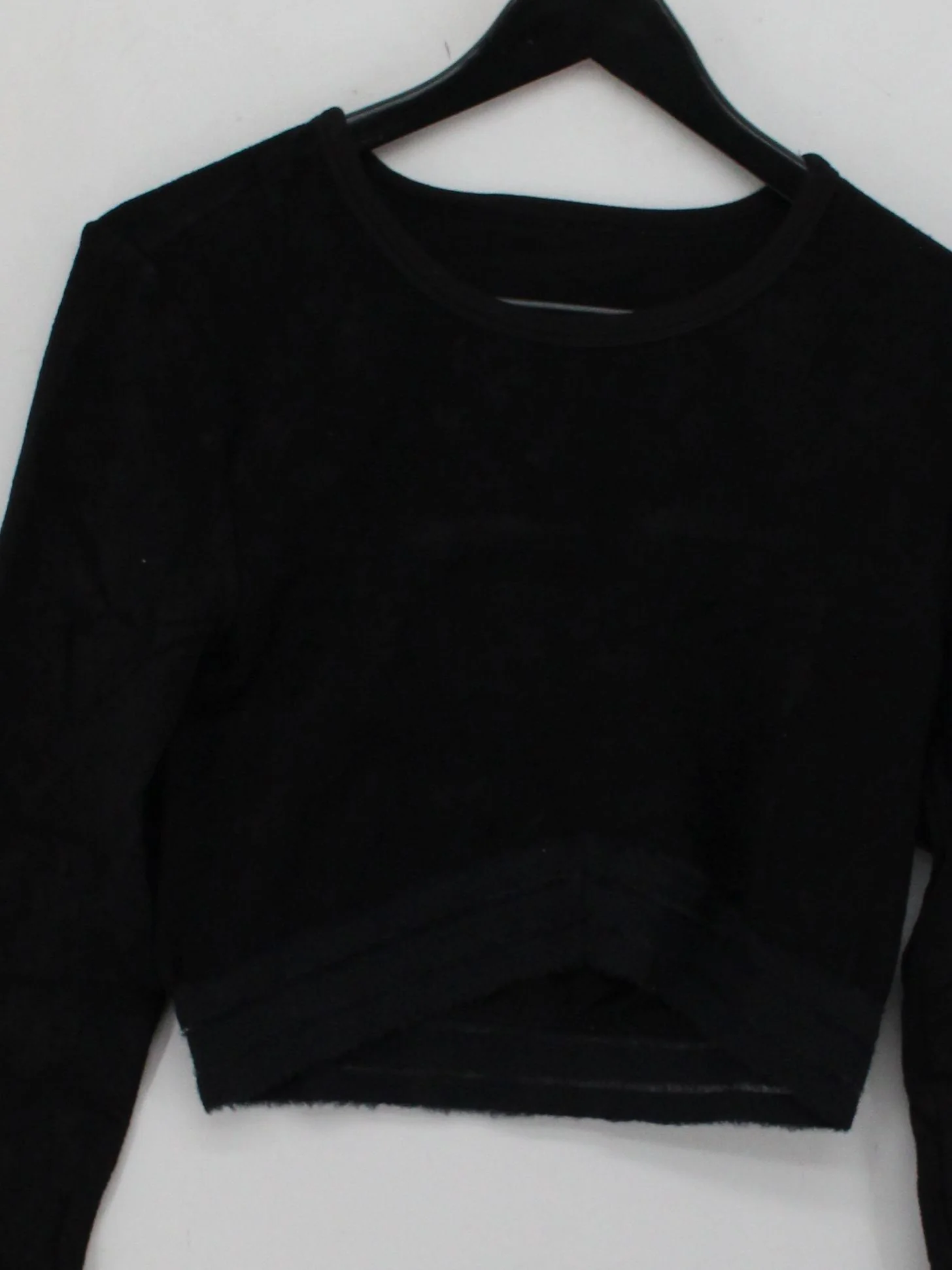 Alo Women's Top S Black 100% Other Long Sleeve Crew Neck Cropped - Image 3