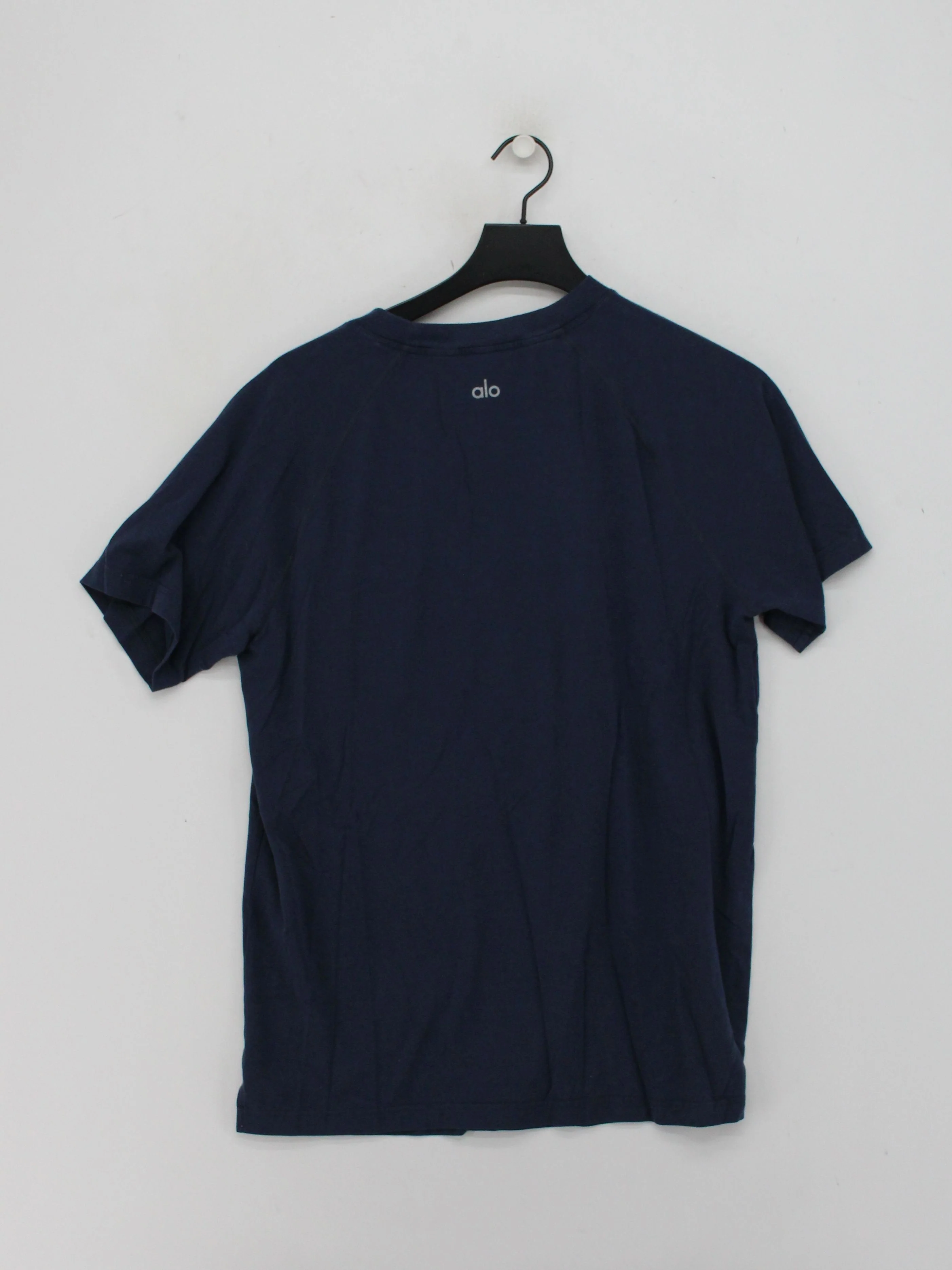 Alo Yoga Men's T-Shirt M Blue Cotton with Viscose, Elastane Basic - Image 2