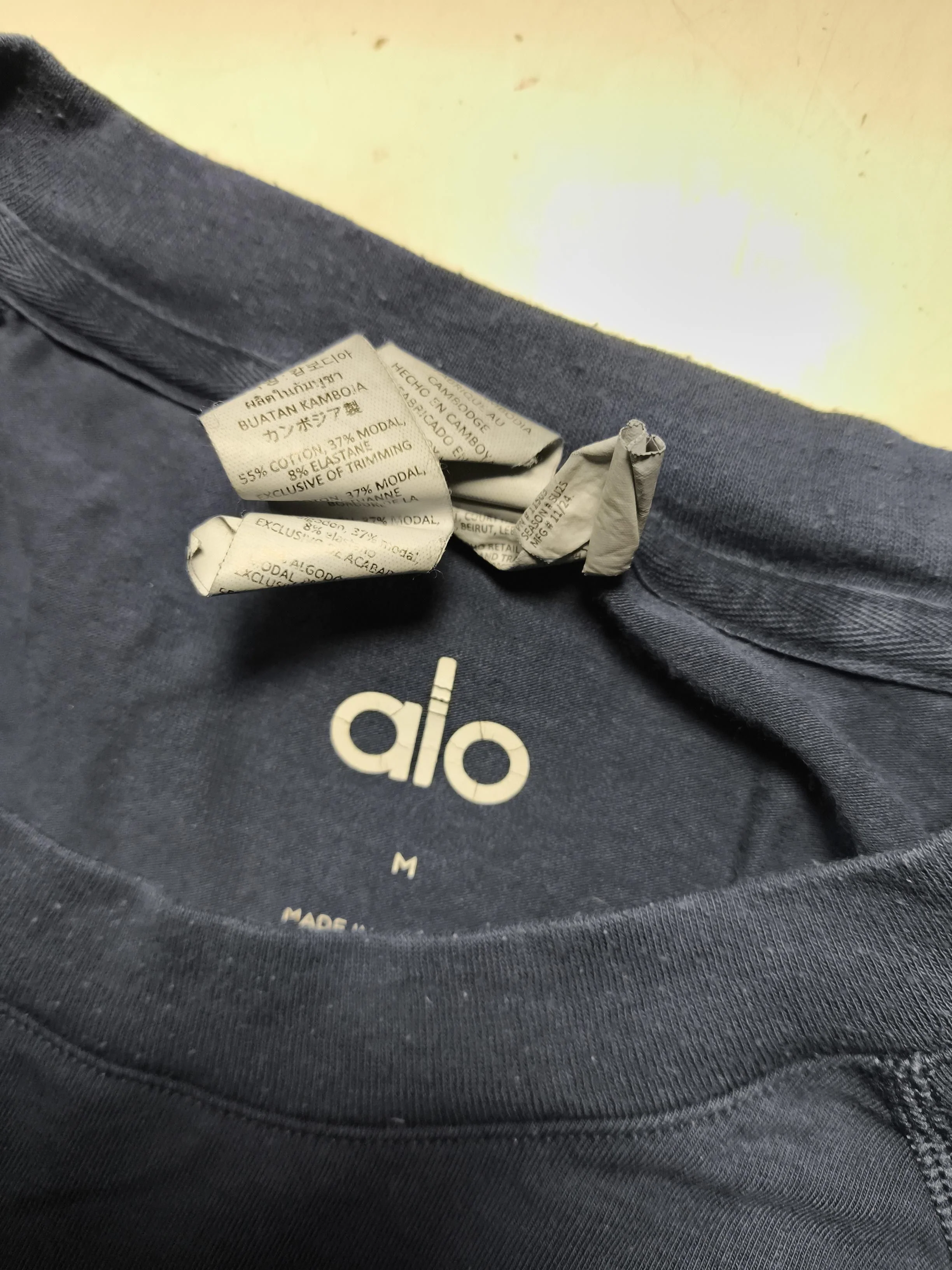 Alo Yoga Men's T-Shirt M Blue Cotton with Viscose, Elastane Basic - Image 6