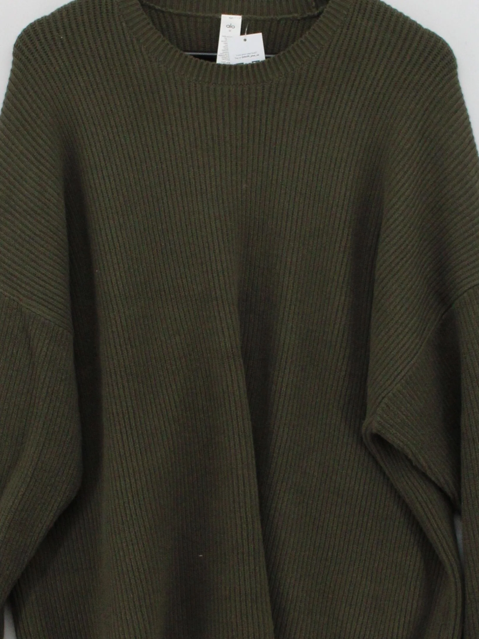 Alo Yoga Women's Jumper M Green Cotton with Nylon, Elastane Crew Neck Pullover - Image 3
