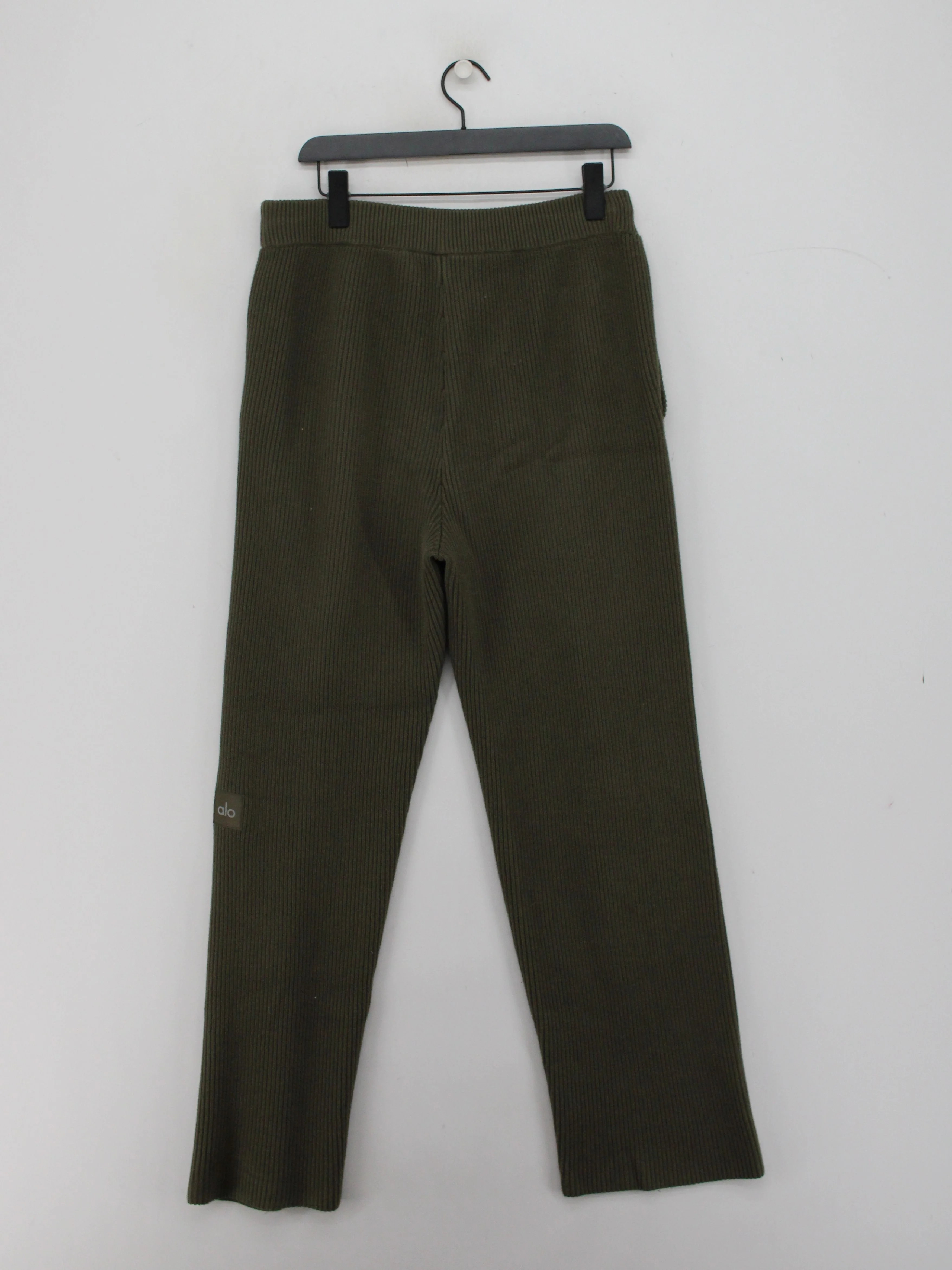 Alo Yoga Women's Sports Bottoms M Green Cotton with Nylon, Elastane Sweatpants - Image 2