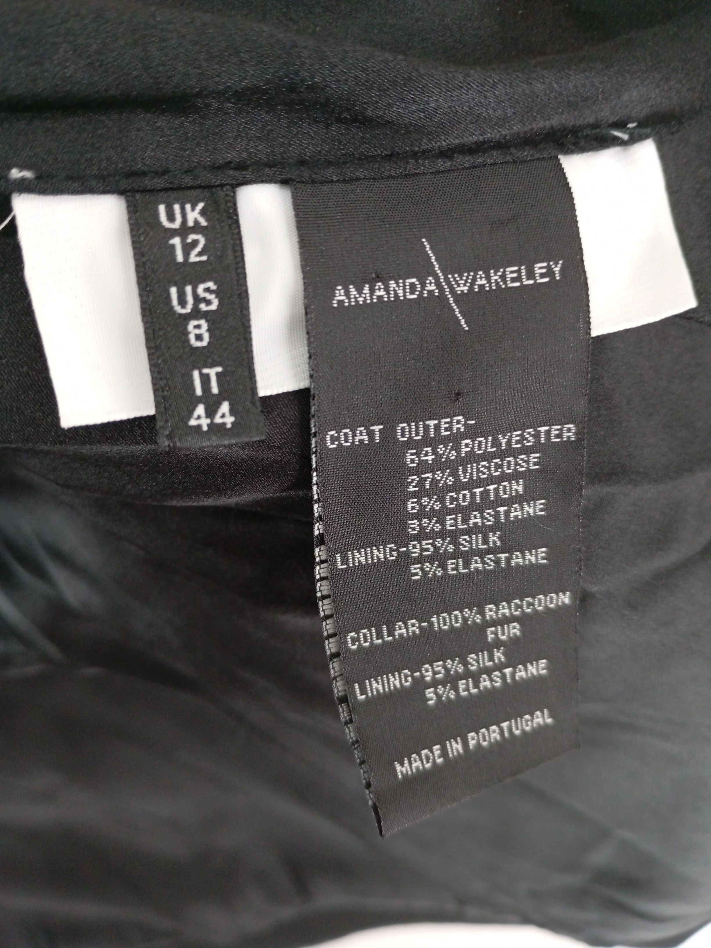 Amanda Wakeley Women's Coat UK 12 Black Polyester - Image 8