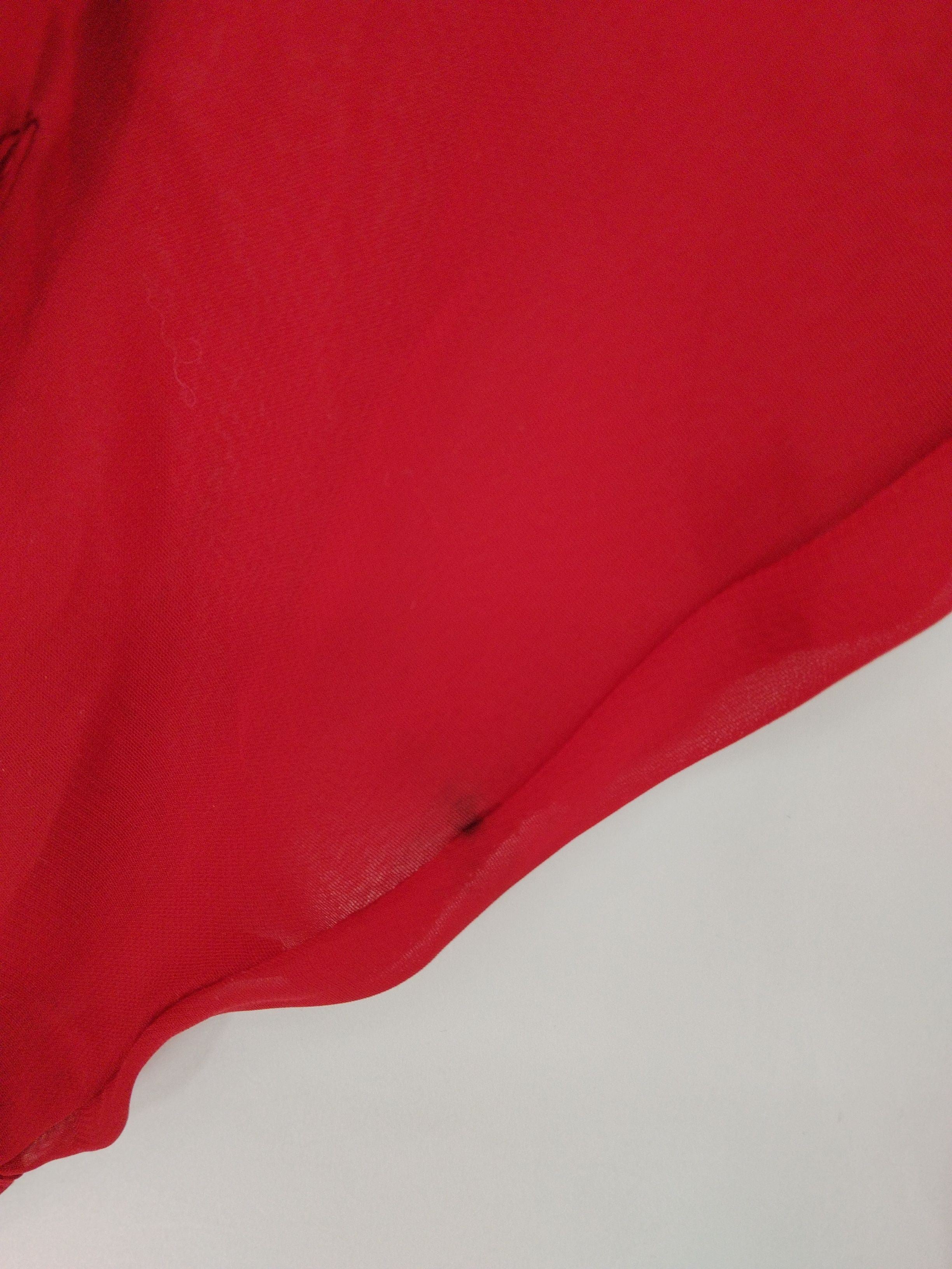 American Apparel Women's Shirt Red 100% Polyester Long Sleeve Collared Basic - Image 5