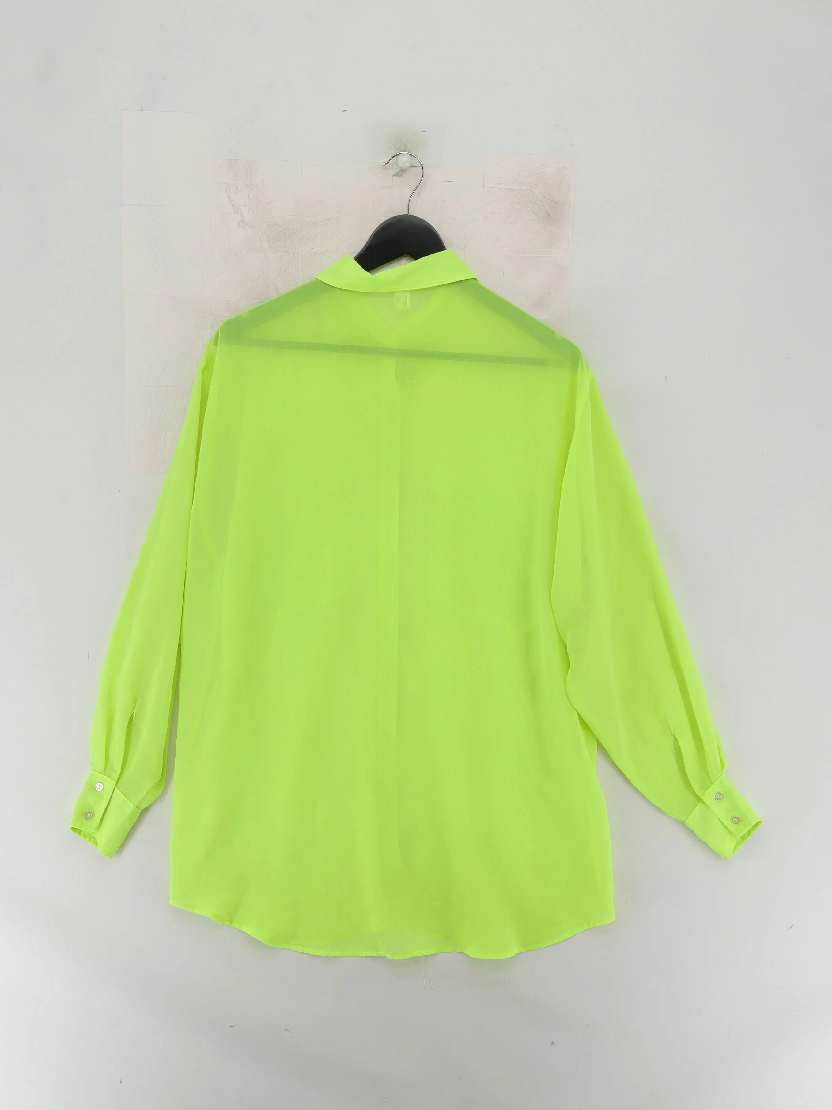 American Apparel Women's Shirt Yellow 100% Polyester Long Sleeve Collared Basic - Image 2