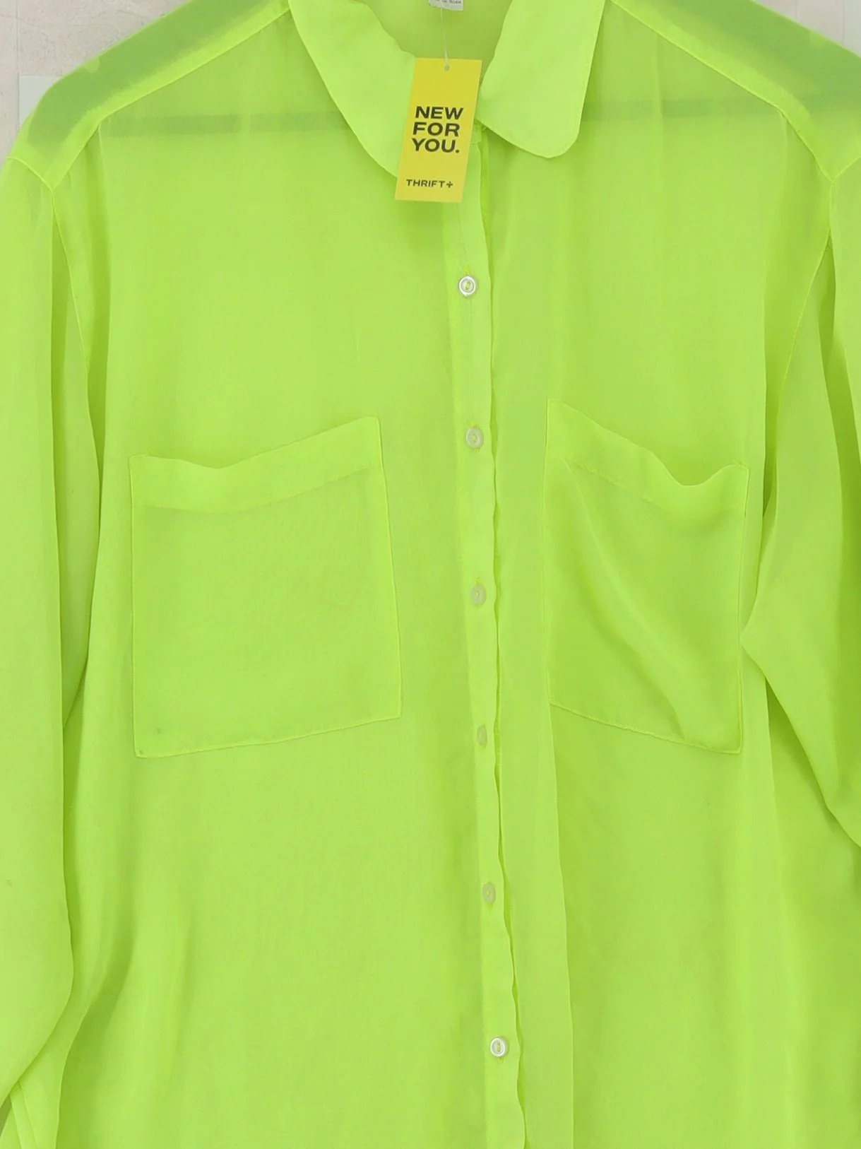 American Apparel Women's Shirt Yellow 100% Polyester Long Sleeve Collared Basic - Image 3