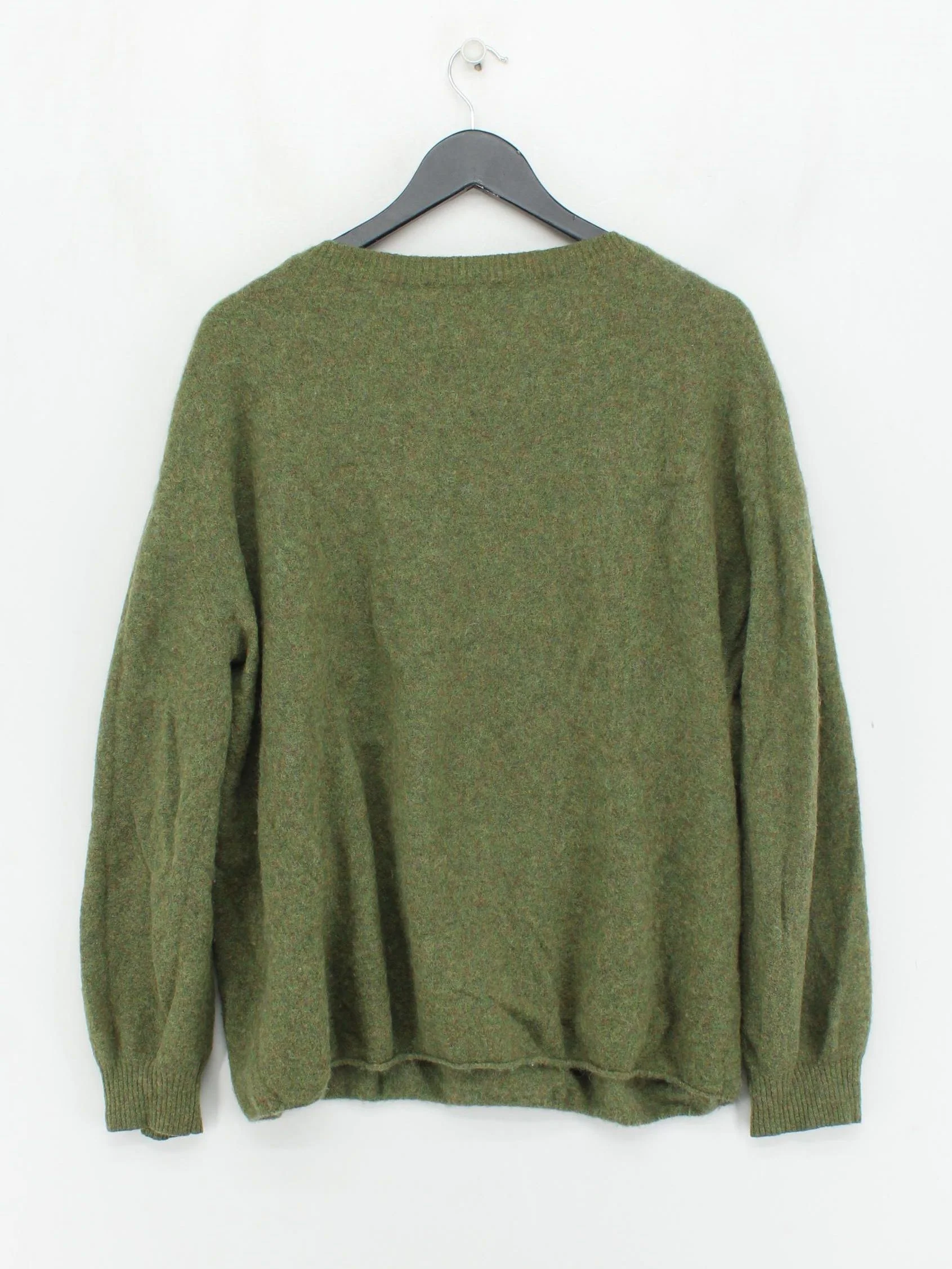 American Vintage Men's Jumper L Green 100% Wool Round Neck Pullover - Image 2