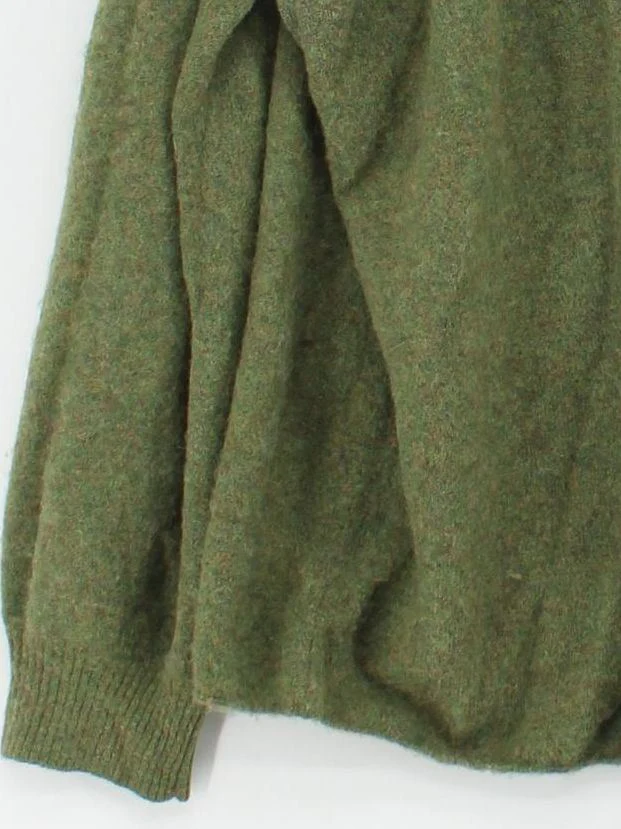 American Vintage Men's Jumper L Green 100% Wool Round Neck Pullover - Image 4