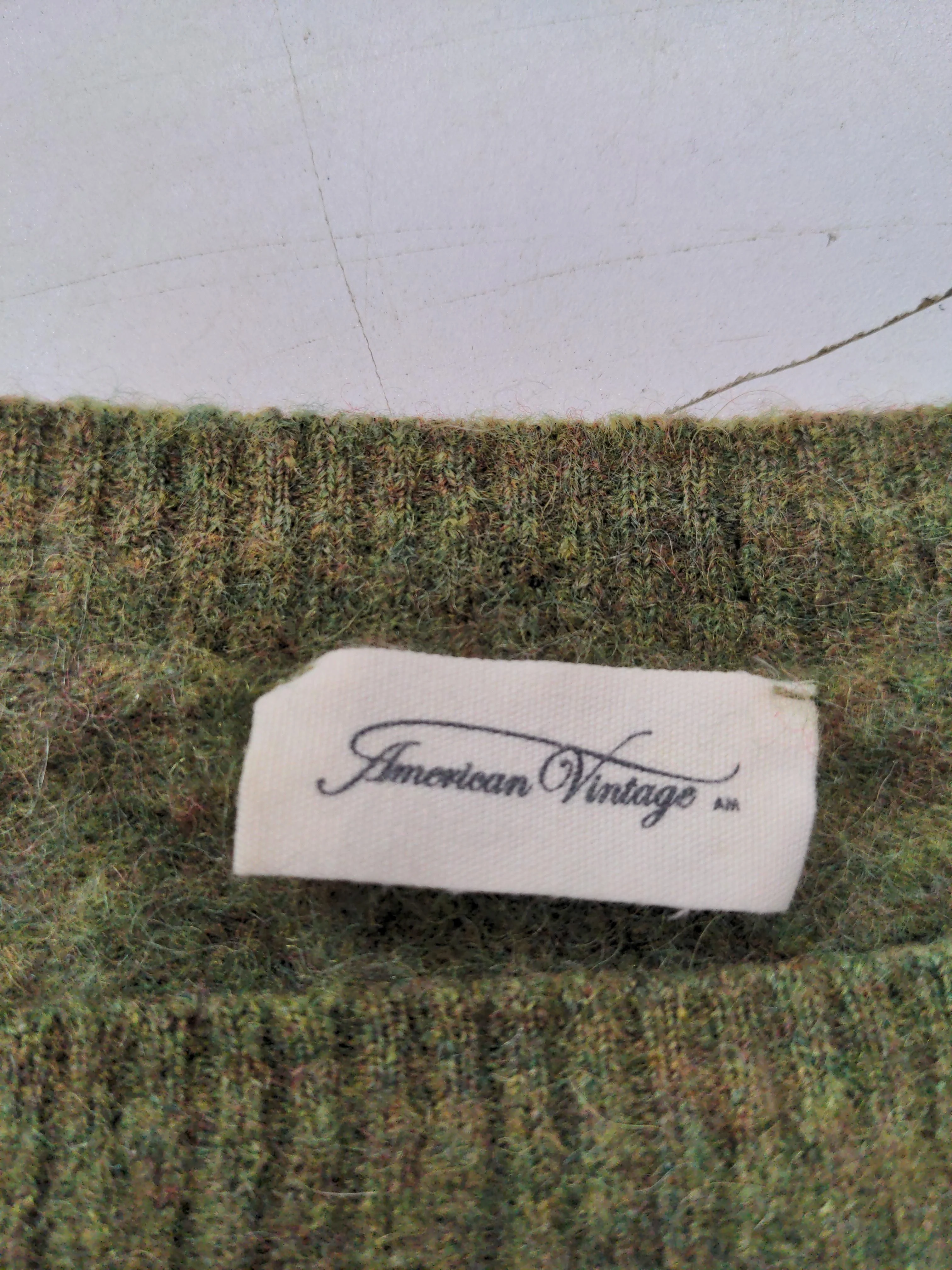 American Vintage Men's Jumper L Green 100% Wool Round Neck Pullover - Image 5