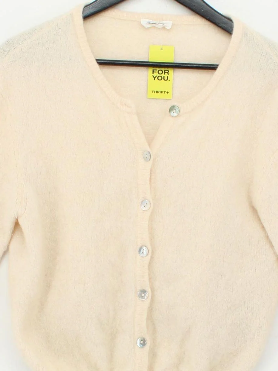 American Vintage Women's Cardigan S Cream Wool with Polyamide, Elastane Cardigan - Image 3