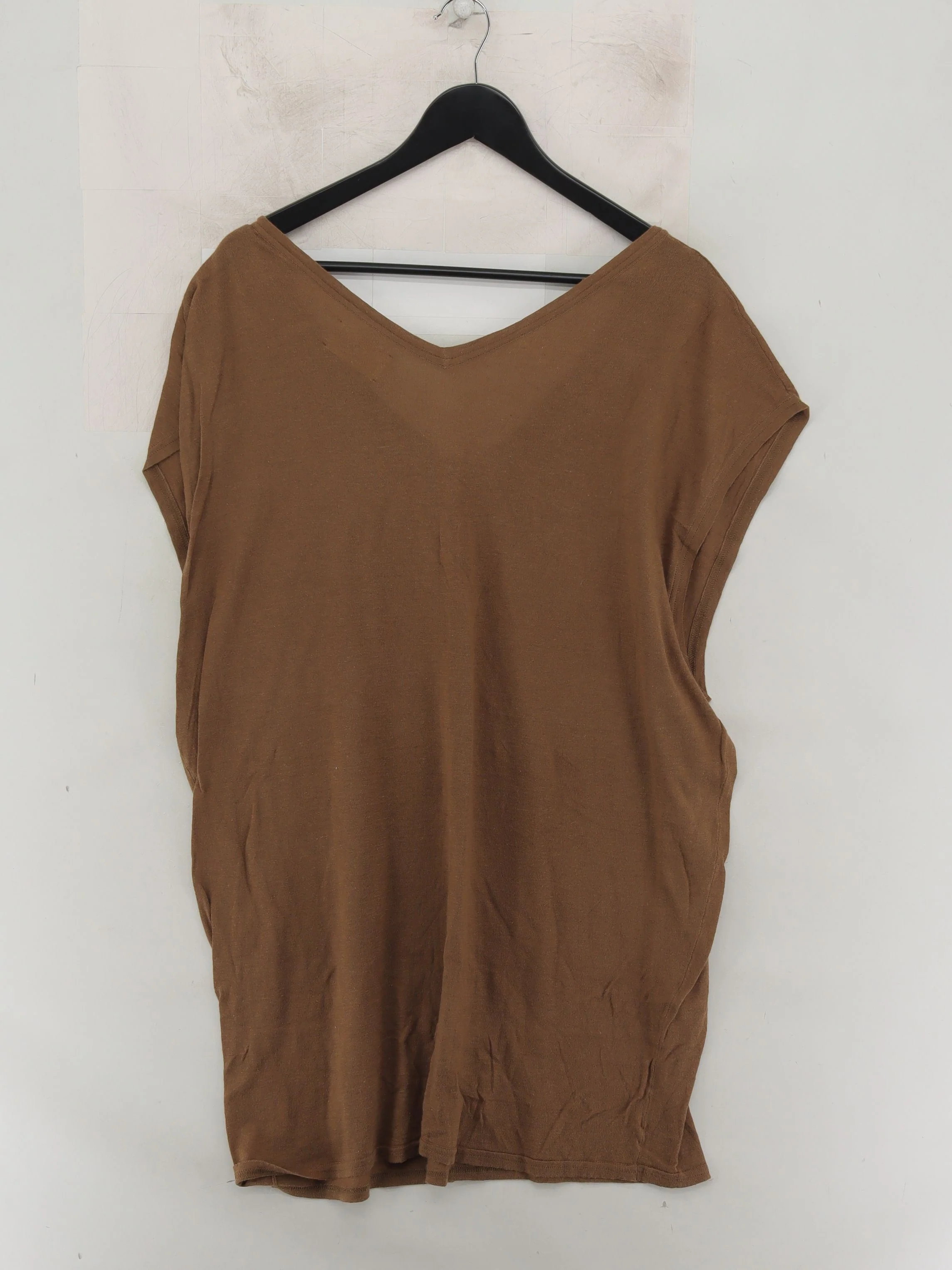 American Vintage Women's T-Shirt Brown Cotton with Silk, Linen Basic - Image 2