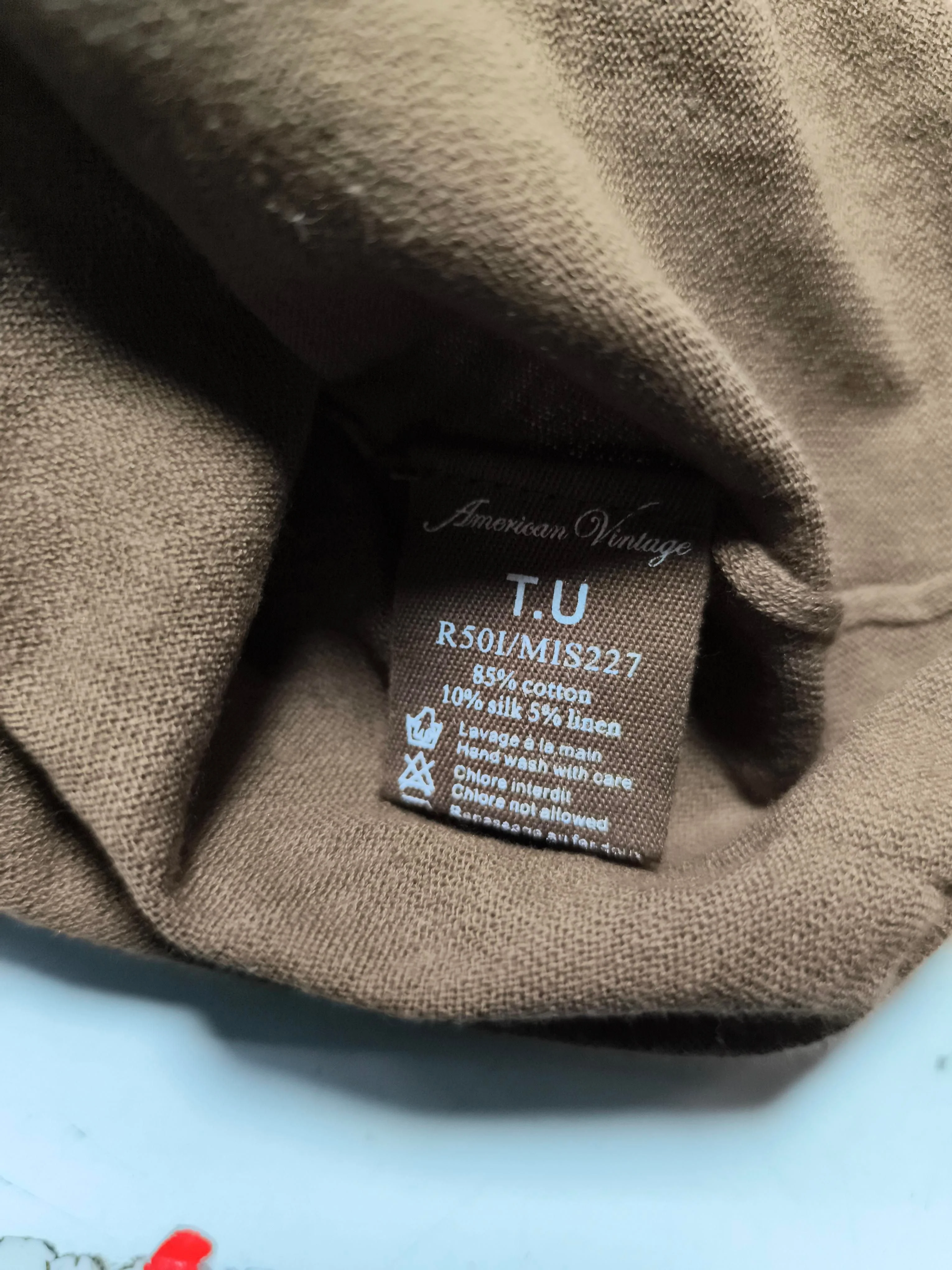 American Vintage Women's T-Shirt Brown Cotton with Silk, Linen Basic - Image 6