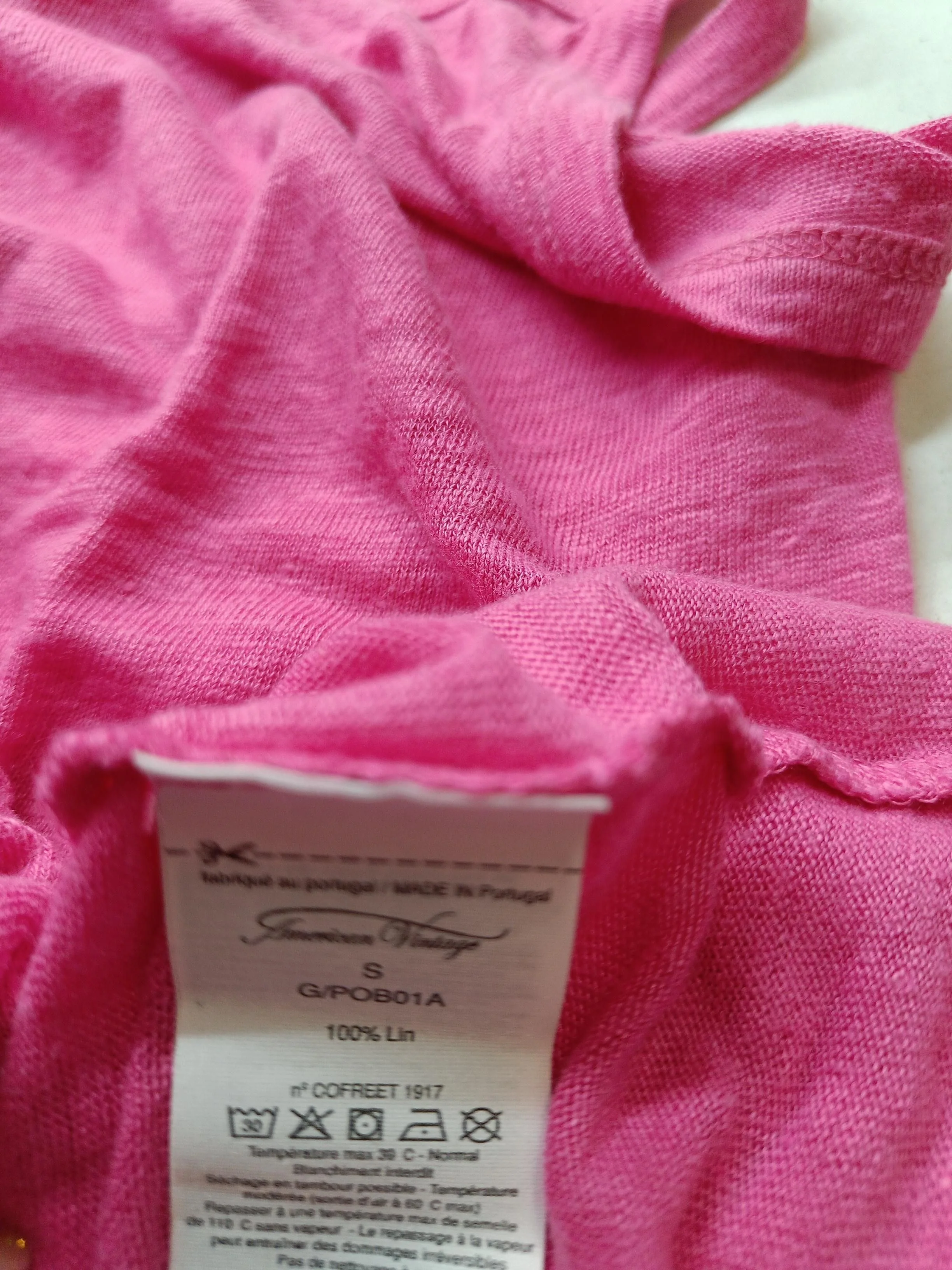 American Vintage Women's T-Shirt S Pink 100% Linen Sleeveless Round Neck Basic - Image 6
