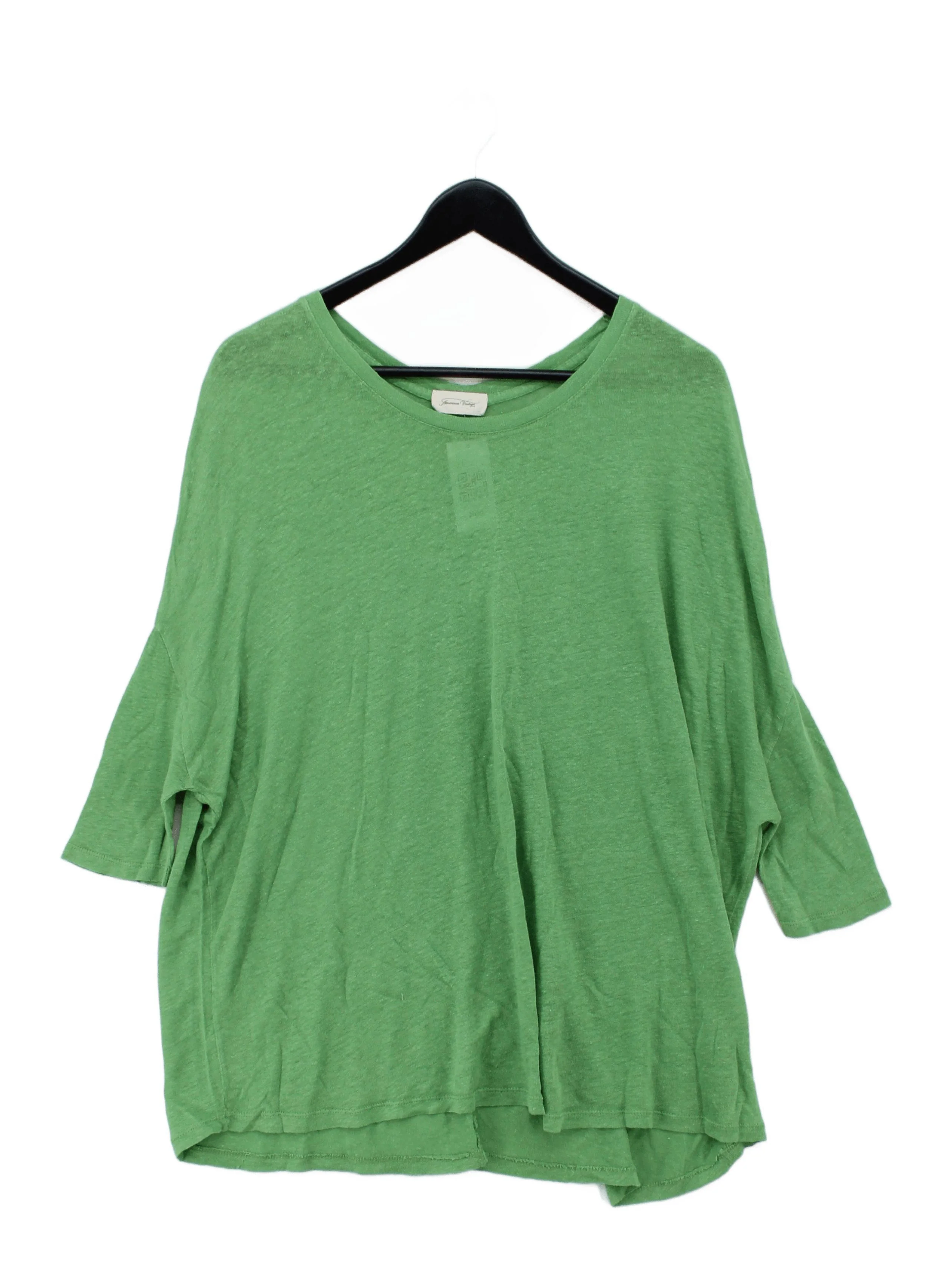 American Vintage Women's T-Shirt XS Green 100% Linen Basic